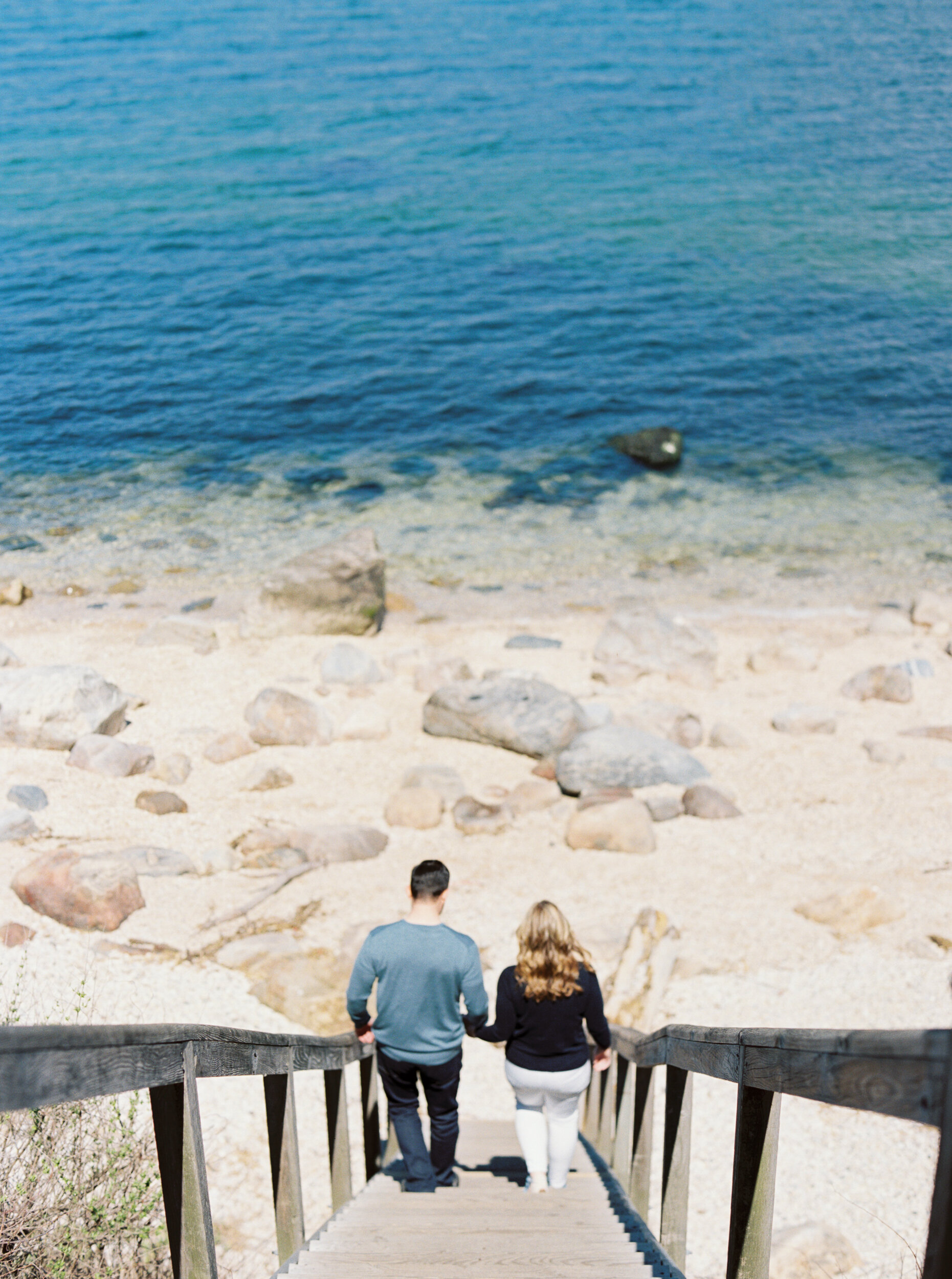 Beach engagement photos in Greenport, NY