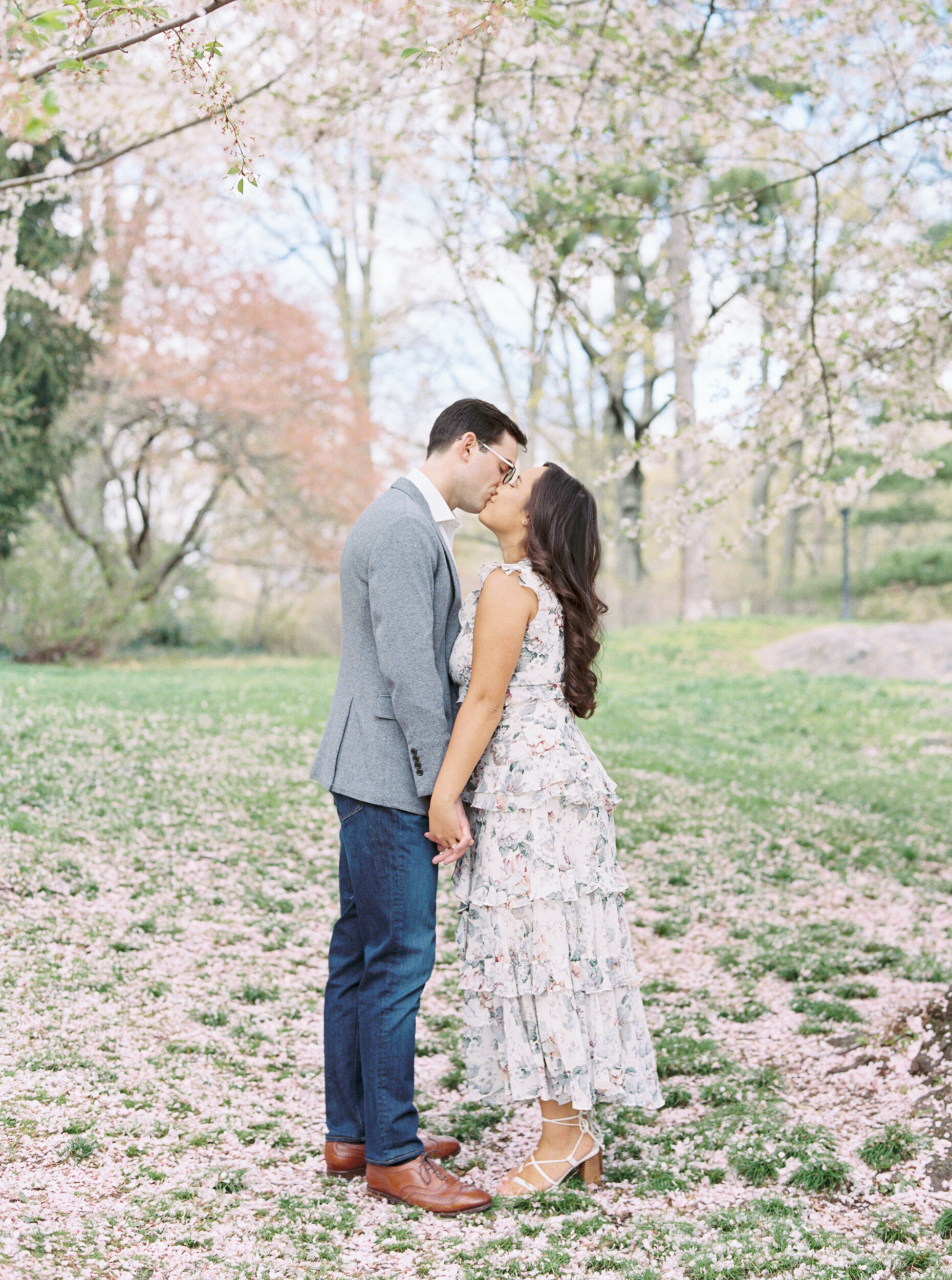 Central Park Cherry Blossom Engagement Session