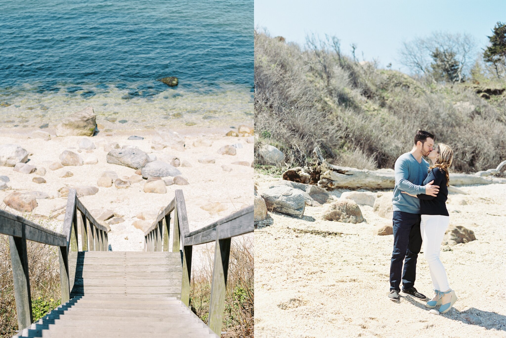 67 Steps Beach Engagement Photos in Greenport, NY