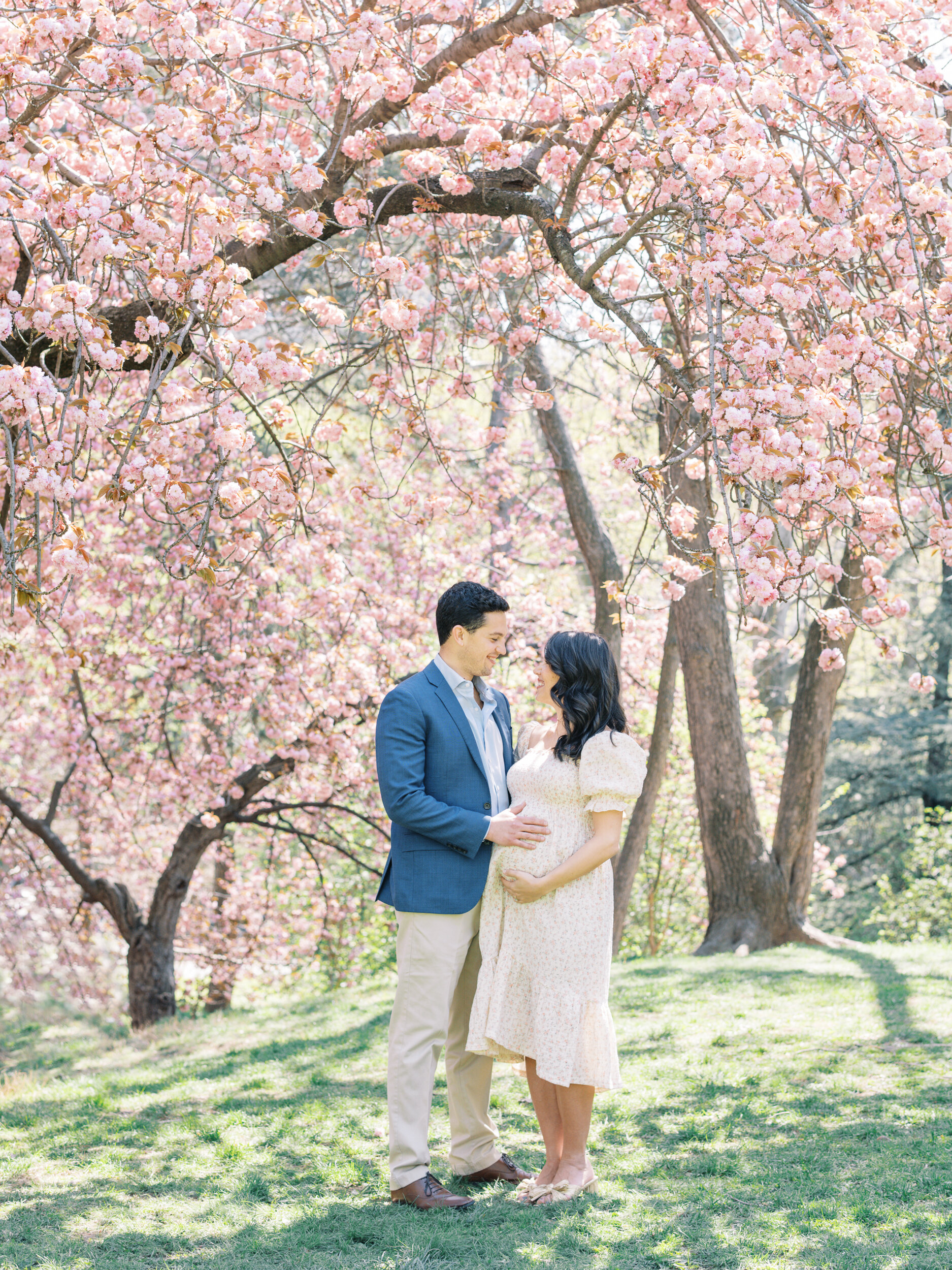 Cherry Blossom Maternity Photos in Central Park