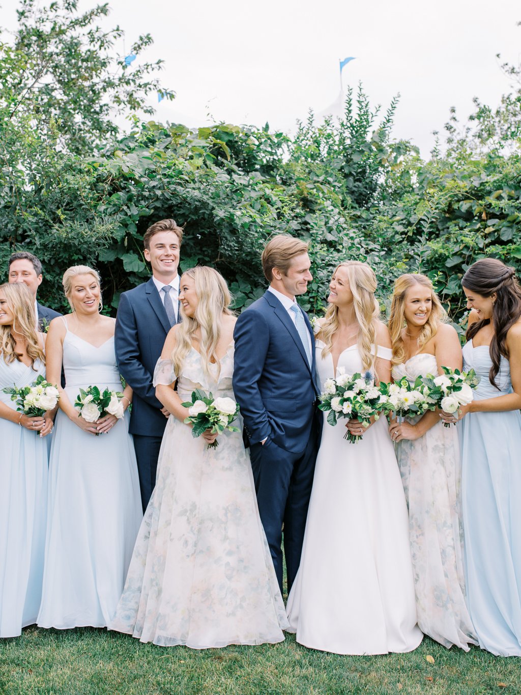 Bride and Groom Laughing During Bridal Party Photos