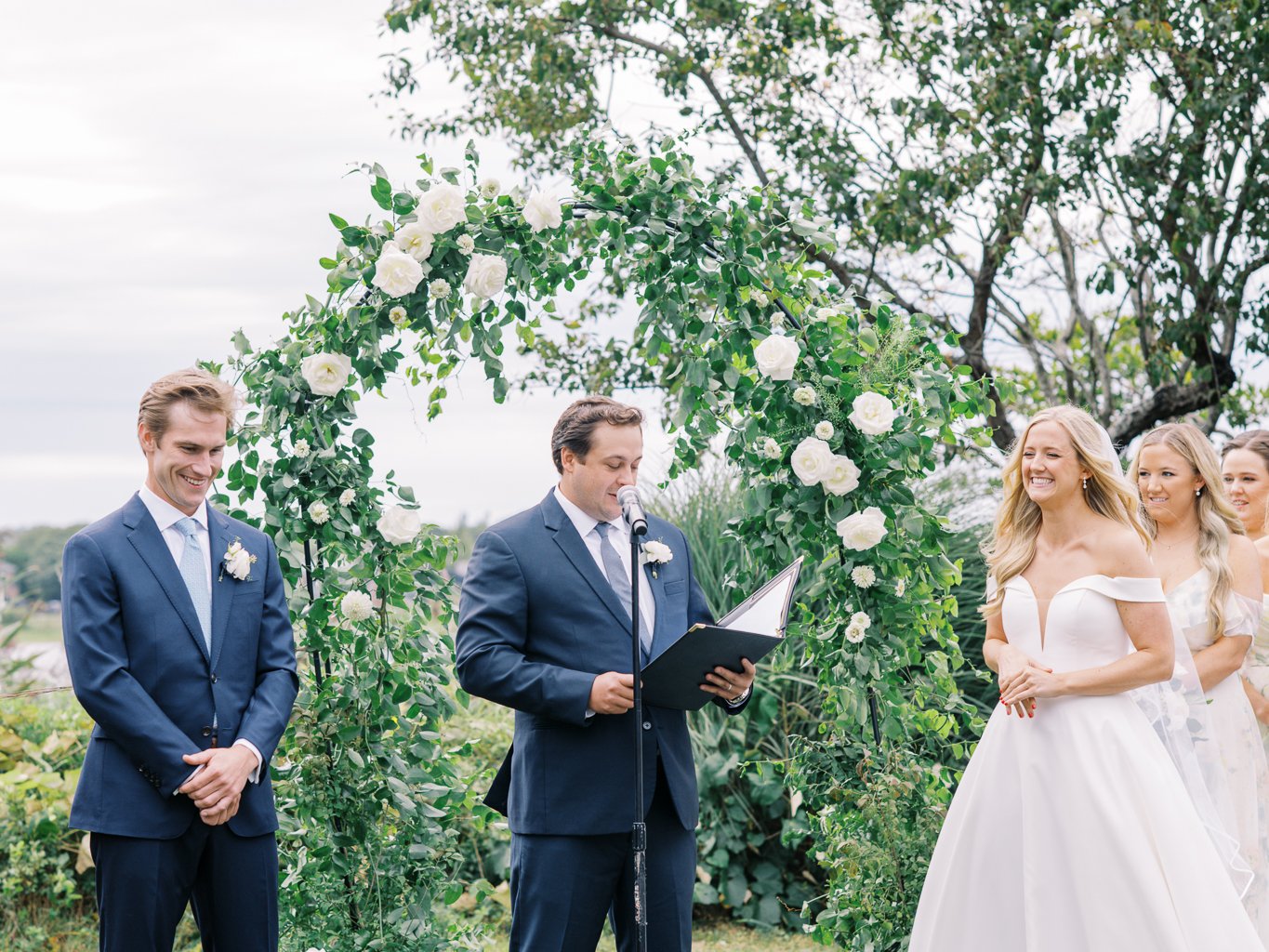 Outdoor Wedding Ceremony at Couples Family Home in Montauk