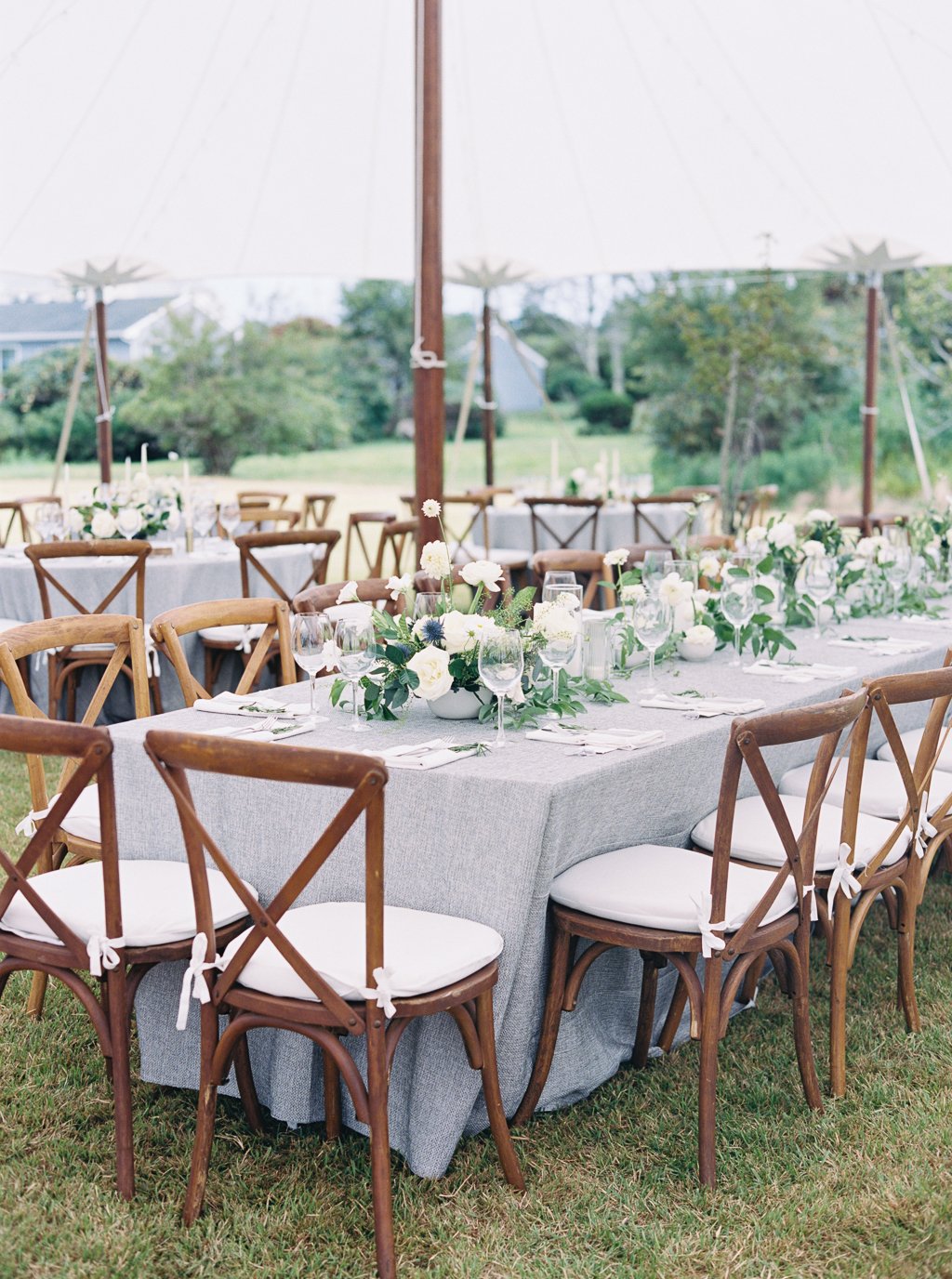 White Tented Wedding Reception On Private Estate in The Hamptons