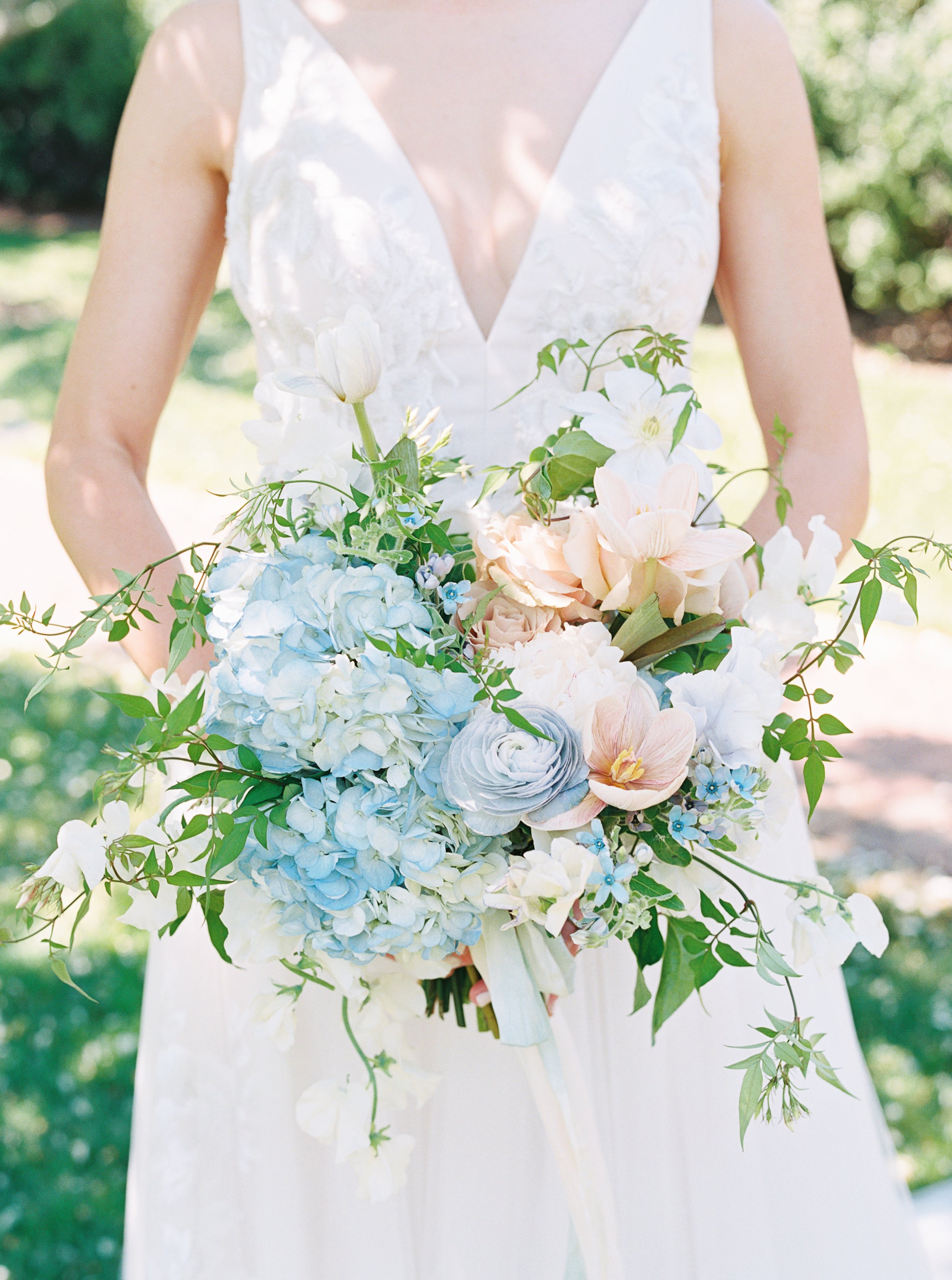 Bridal Bouquet of Hydrangeas, Dahlias, and Sweet Peas by Designs by Ahn