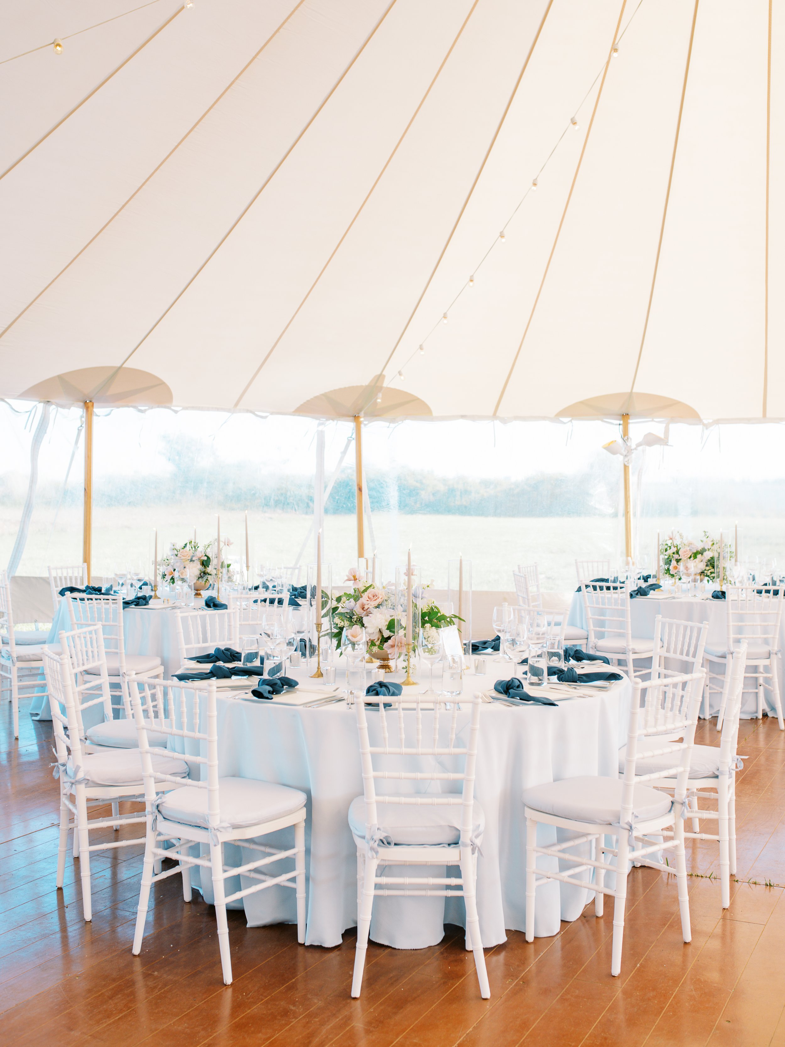 Round Tables inside Tented Wedding in Bridgehampton NY