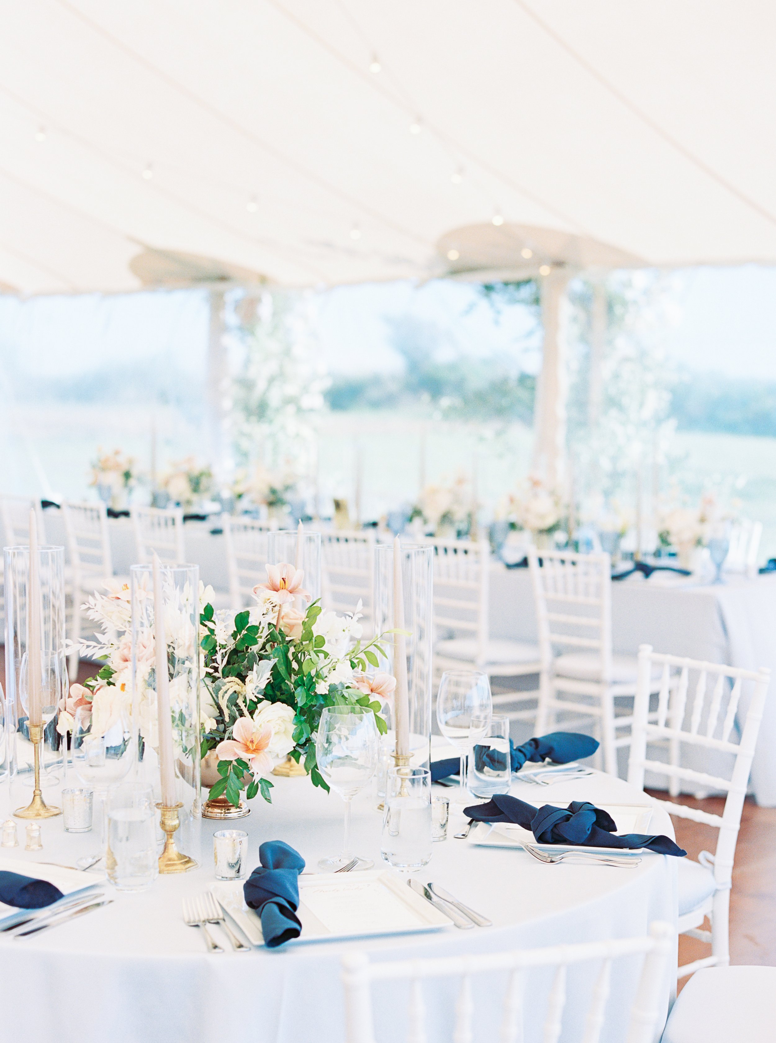 Floral Centerpieces for Tented Wedding in The Hamptons