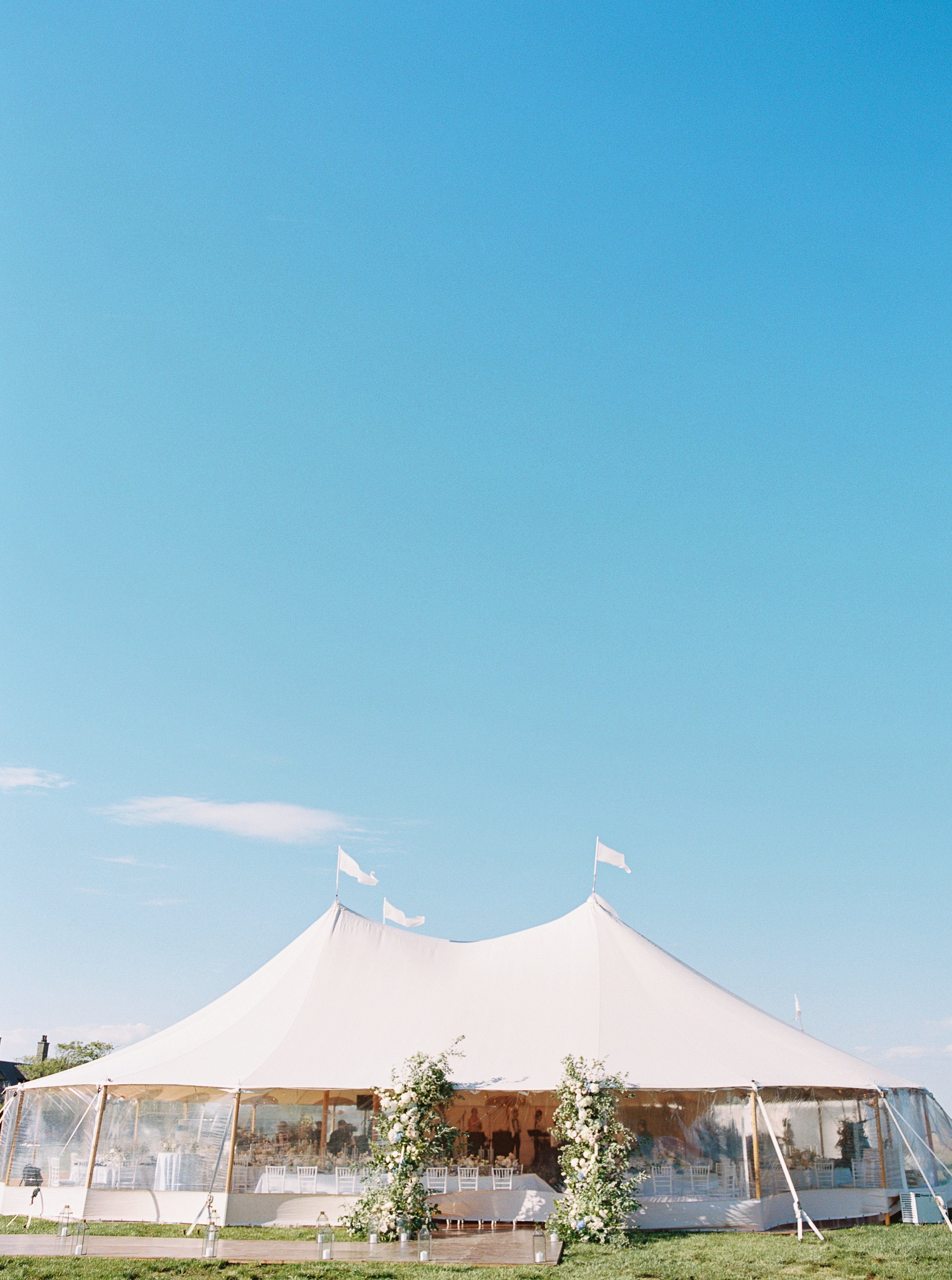 Private Wedding inside White Sailcloth Sperry Tent in The Hamptons