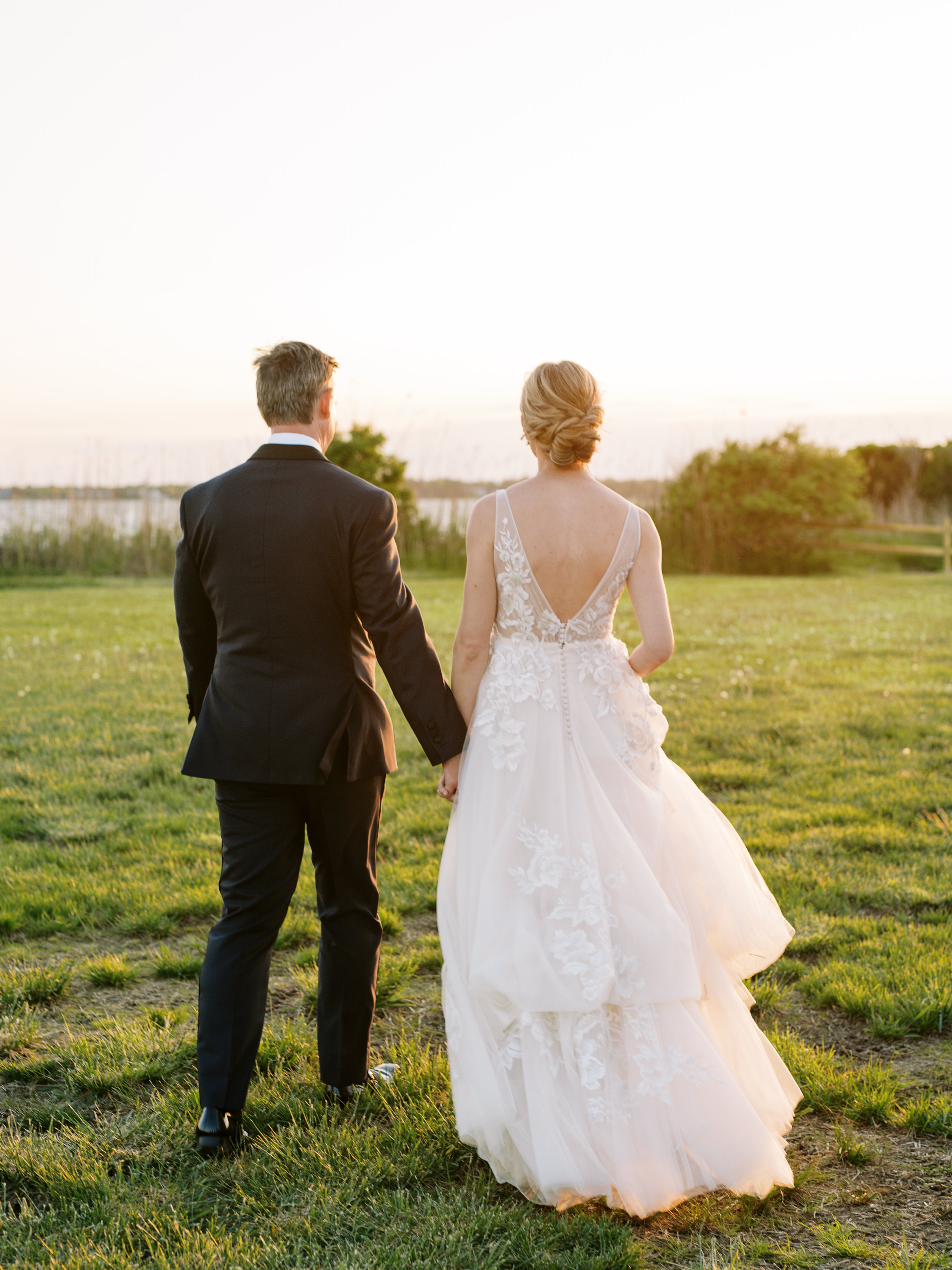 Sunset Photos with Bride and Groom during their Wedding Reception