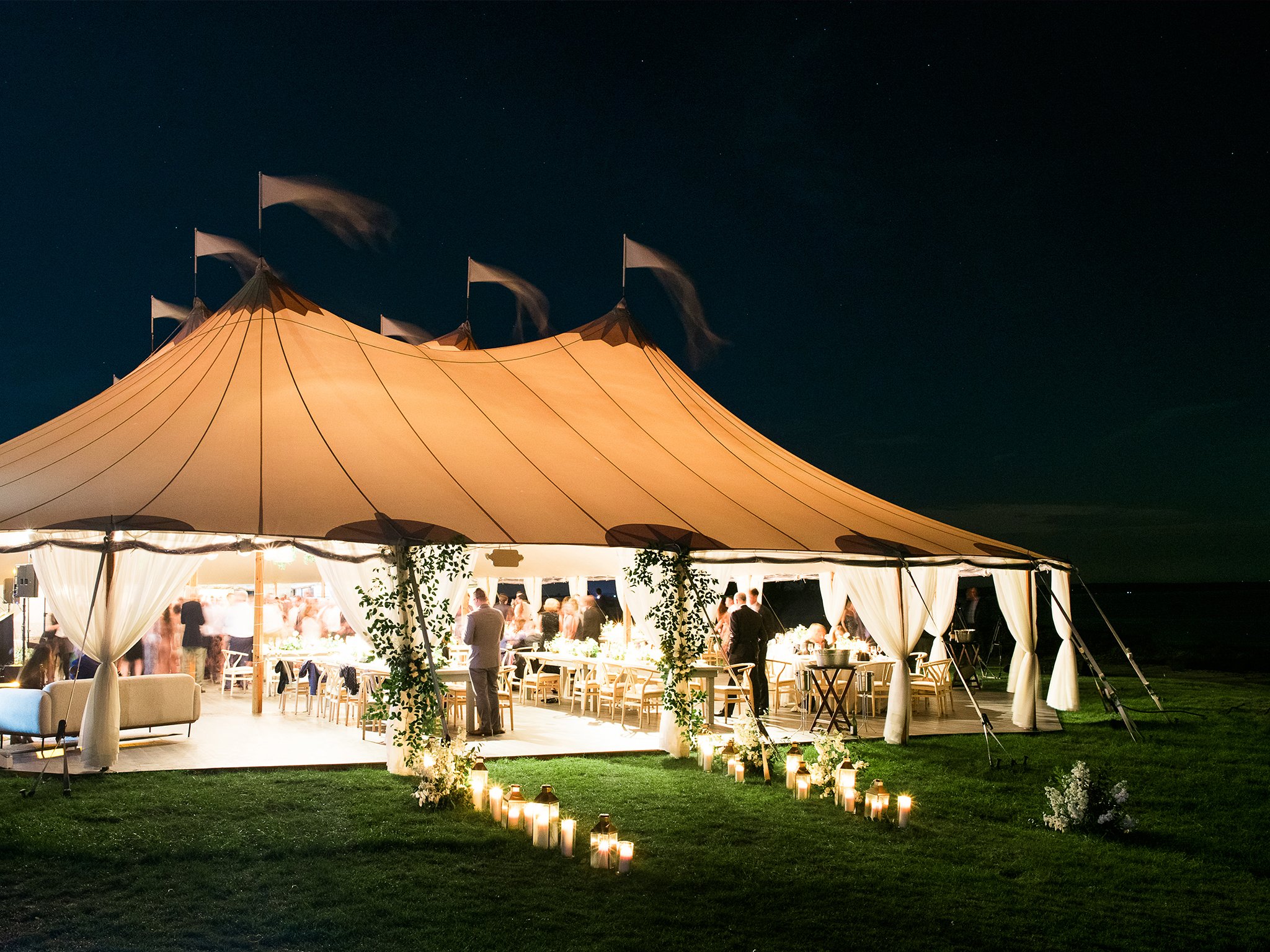 Tented Hamptons Wedding Night Photography