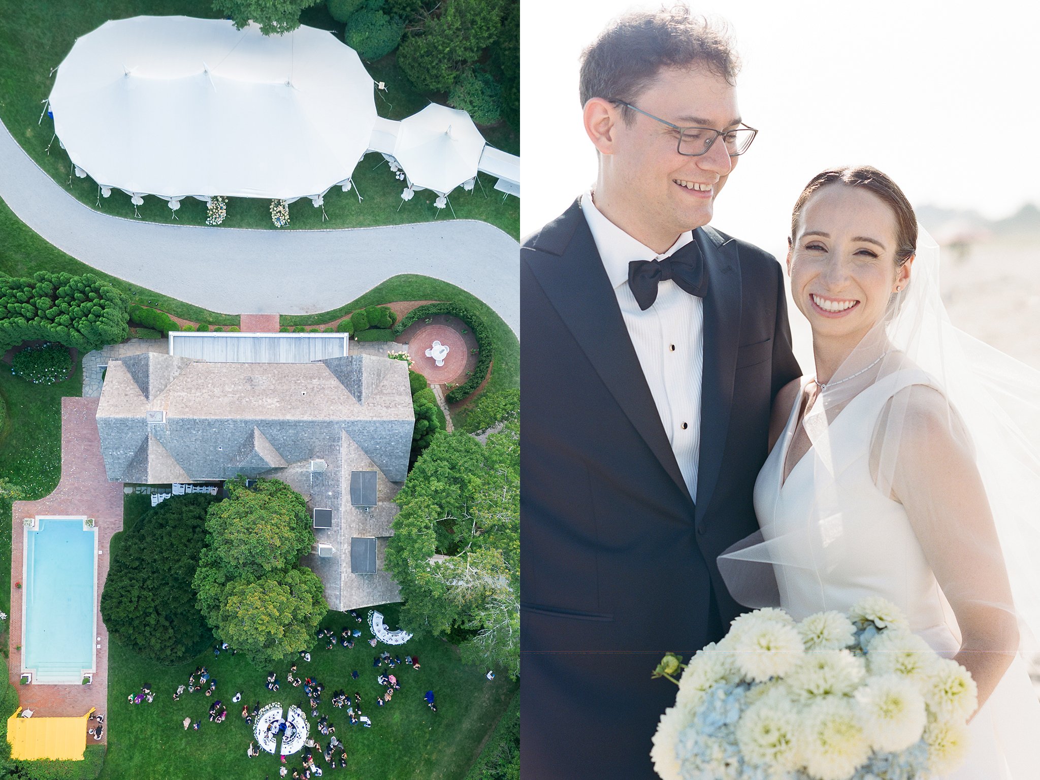 Drone Photos Hamptons Tented Wedding