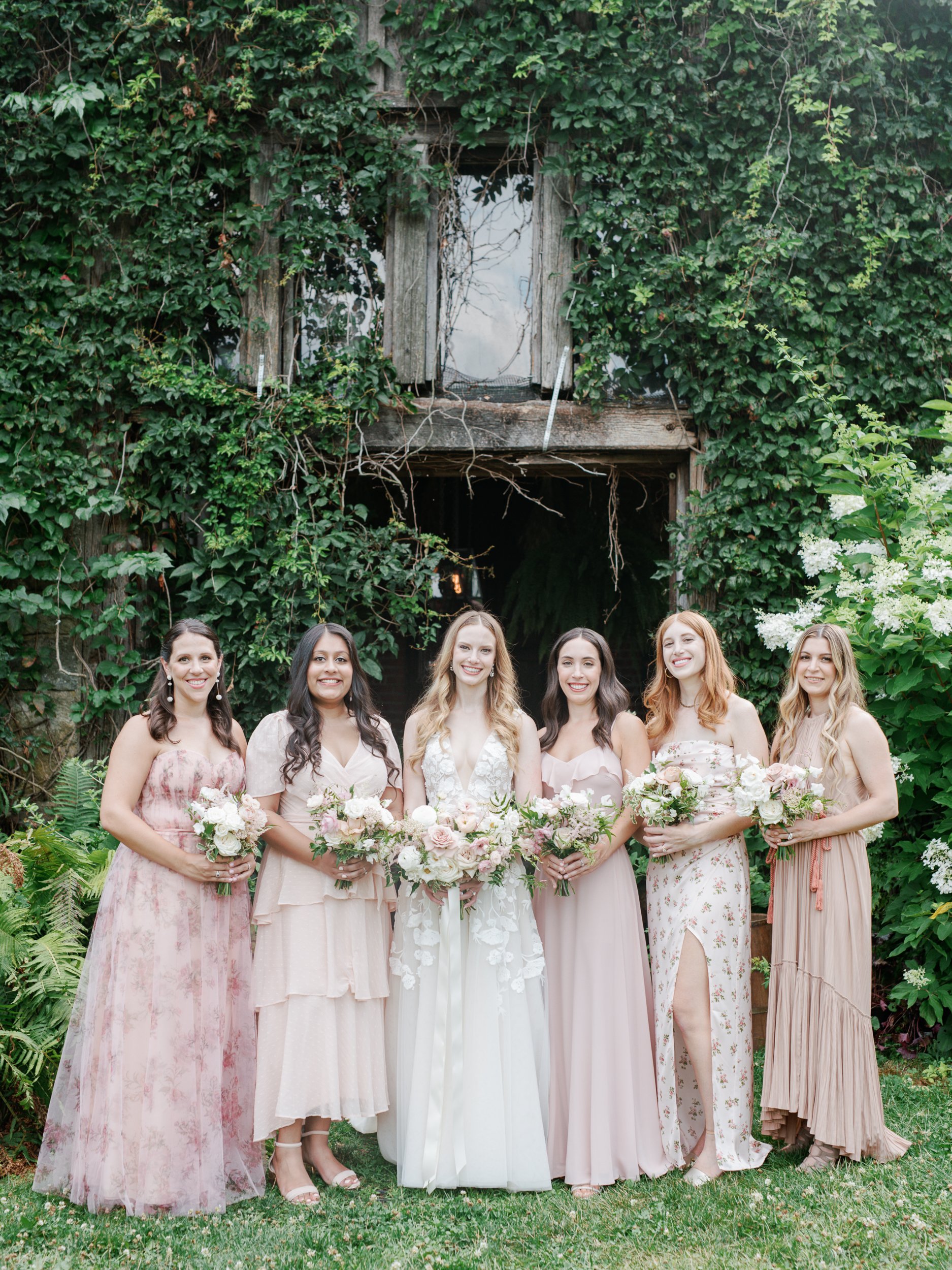 Different Pink Bridesmaids 
