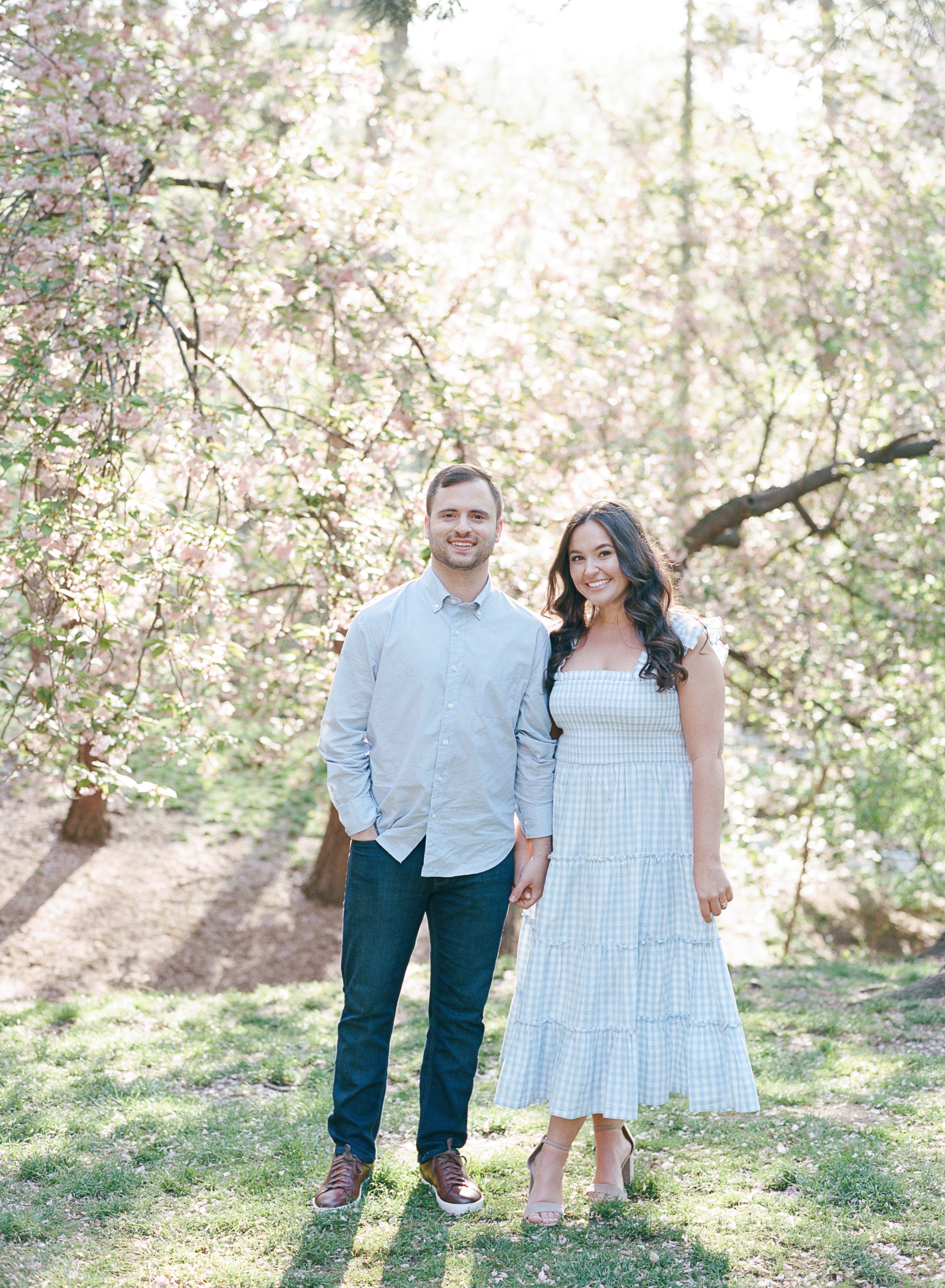 Central Park Cherry Blossom Engagement Photos