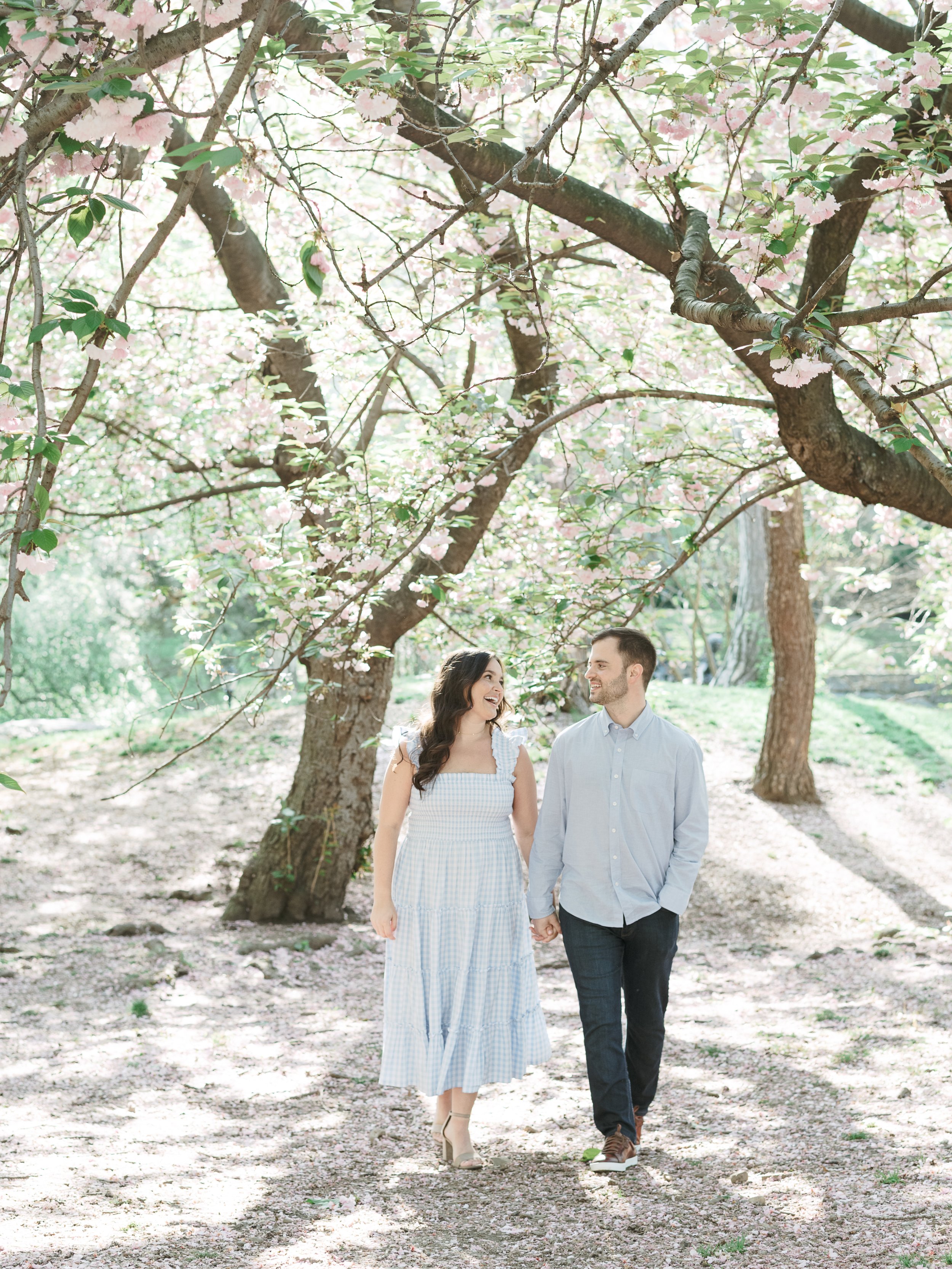 Central Park Cherry Blossom Engagement Photos