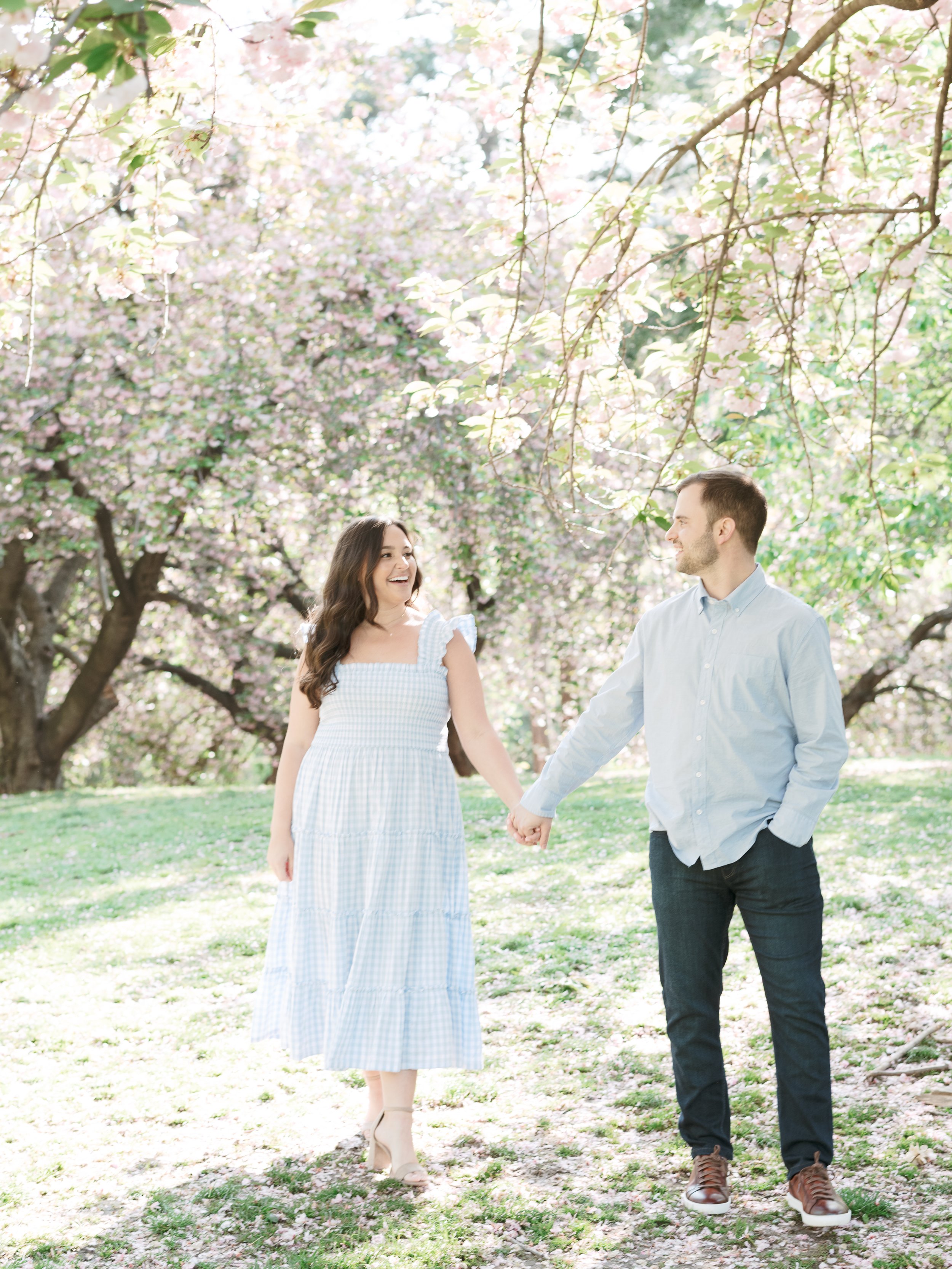 Central Park Cherry Blossom Engagement Photos