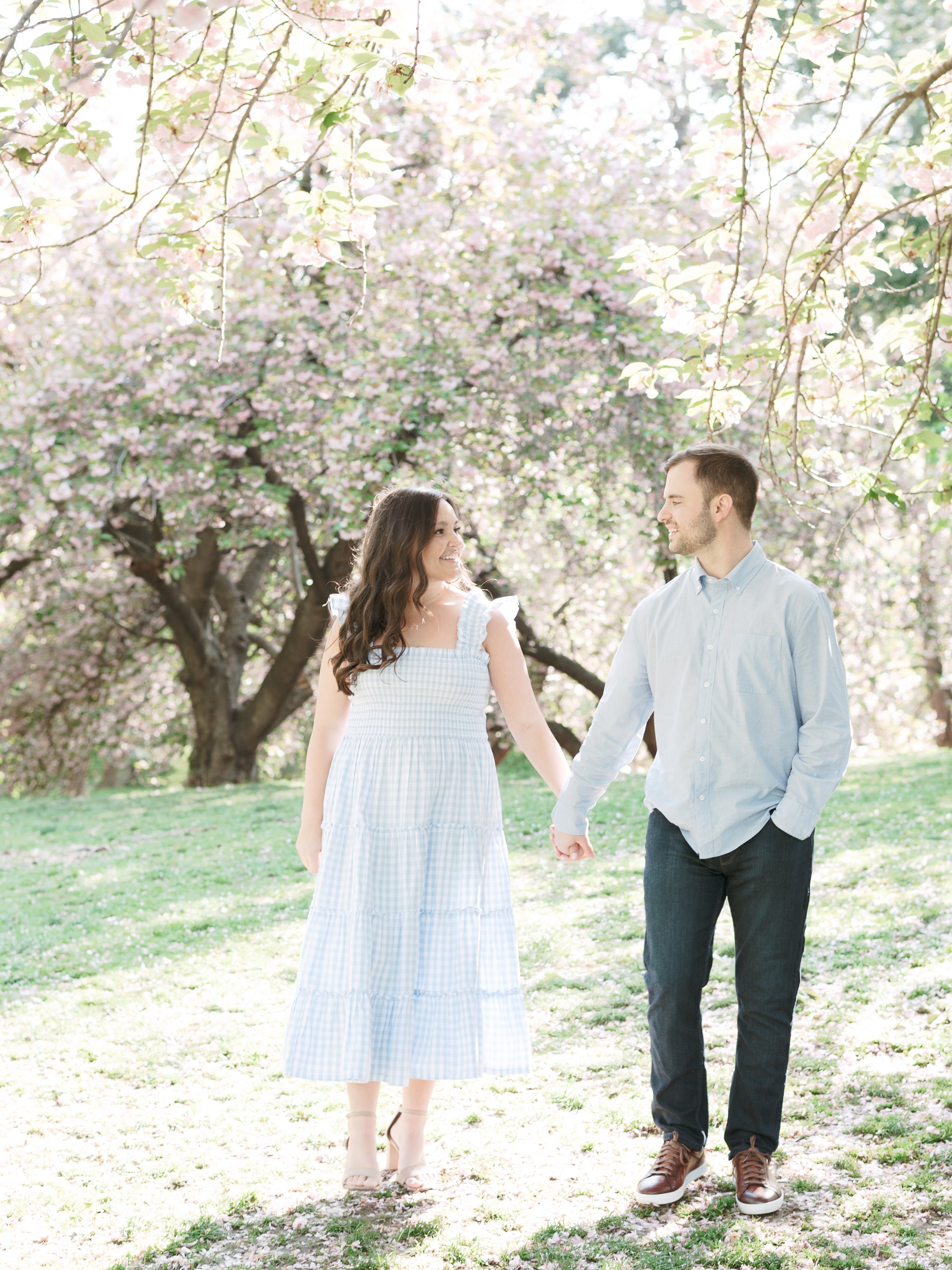 Central Park Cherry Blossom Engagement Photos