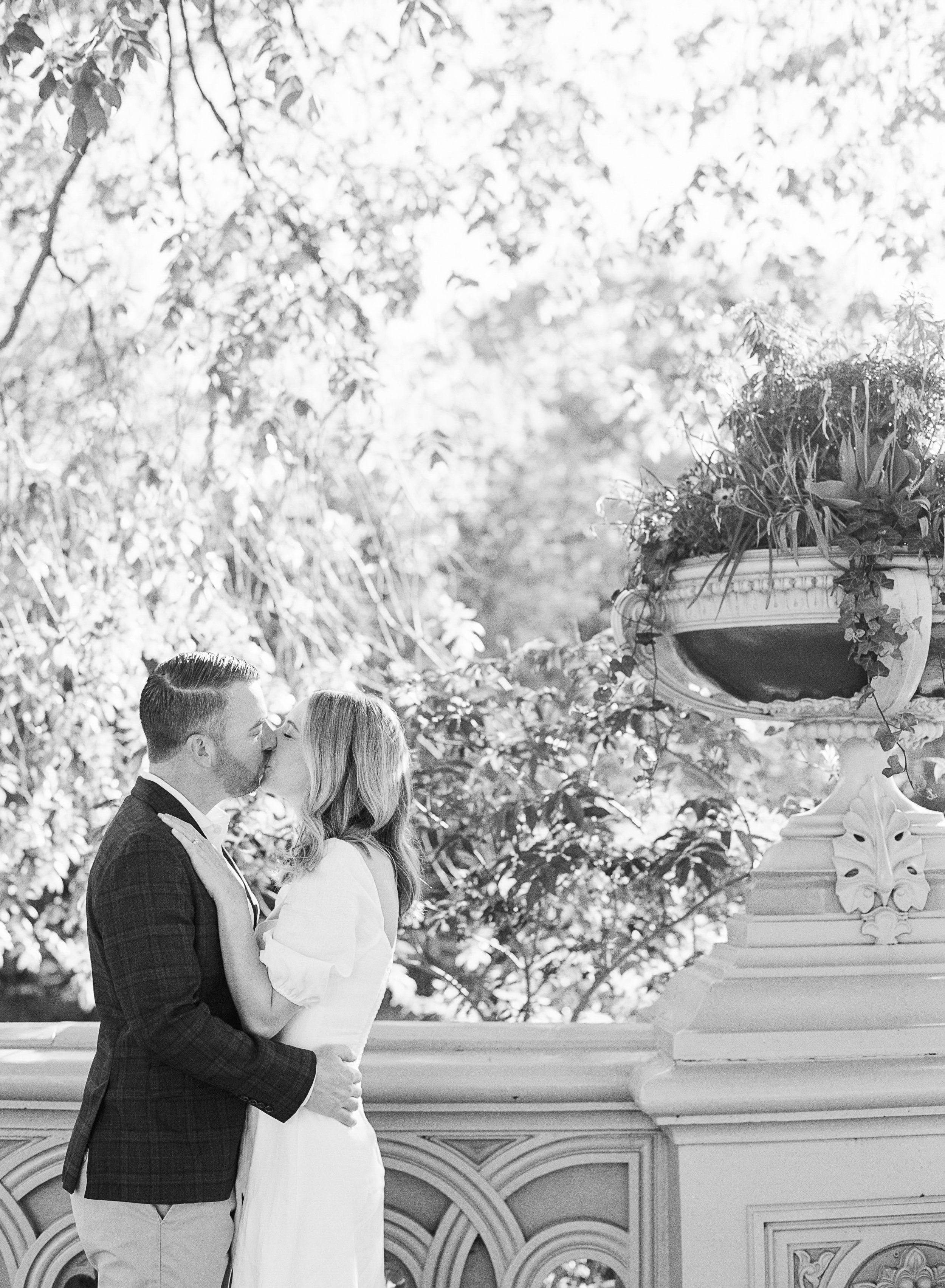 Black and White Engagement Photos in Central Park