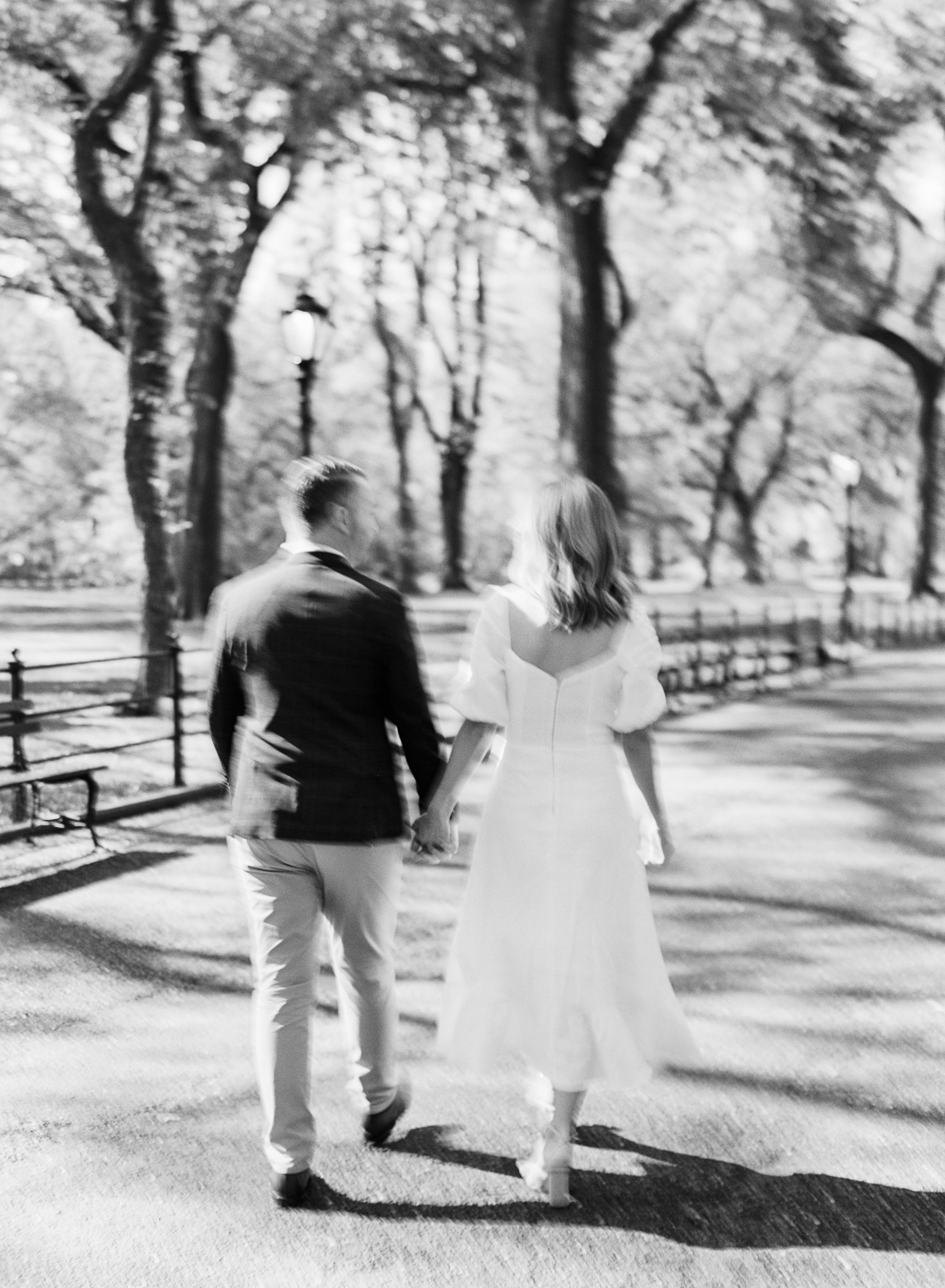 Black and White Engagement Photos in Central Park