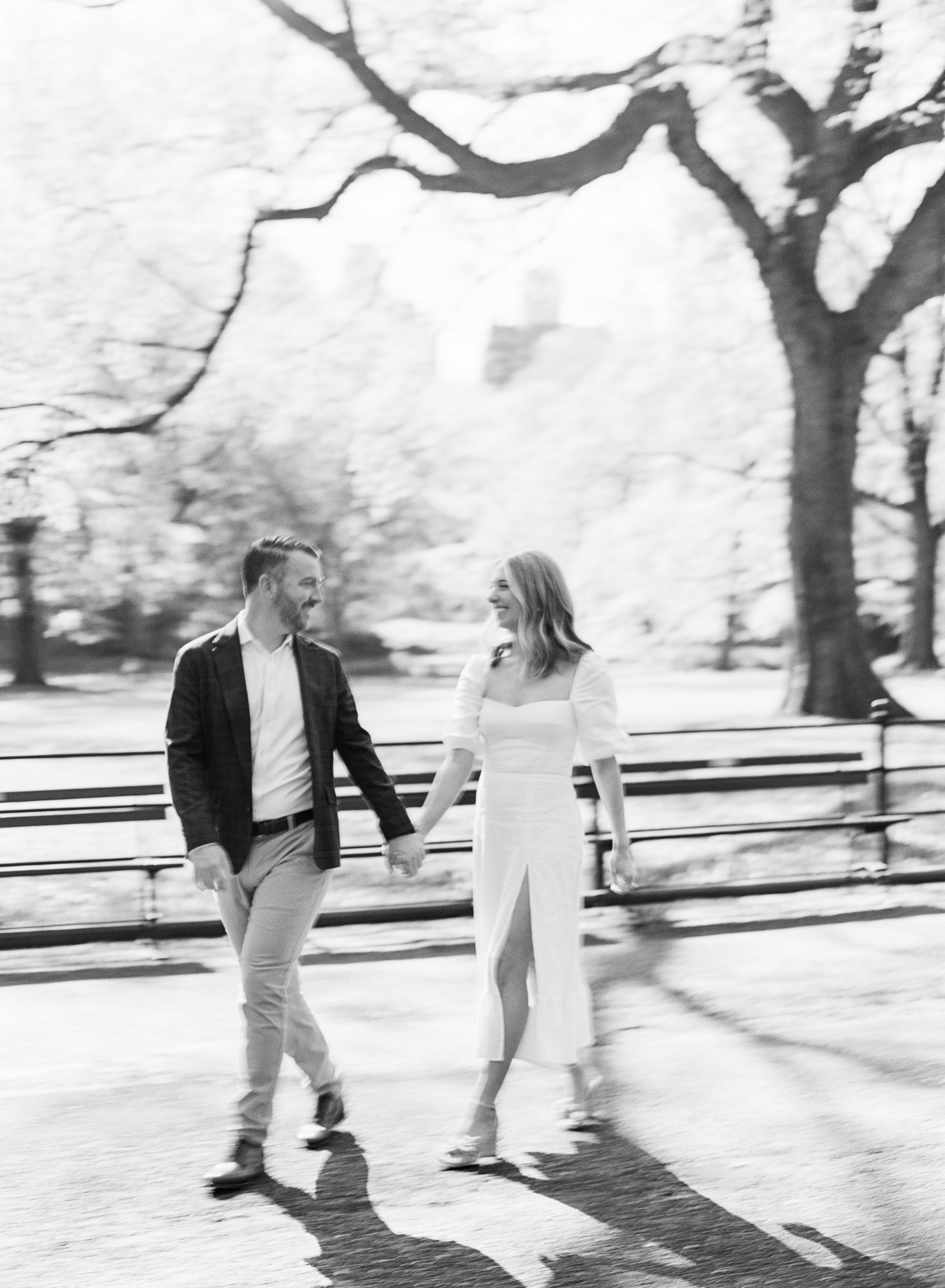 Central Park Engagement PhotosBlack and White Engagement Photos in Central Park