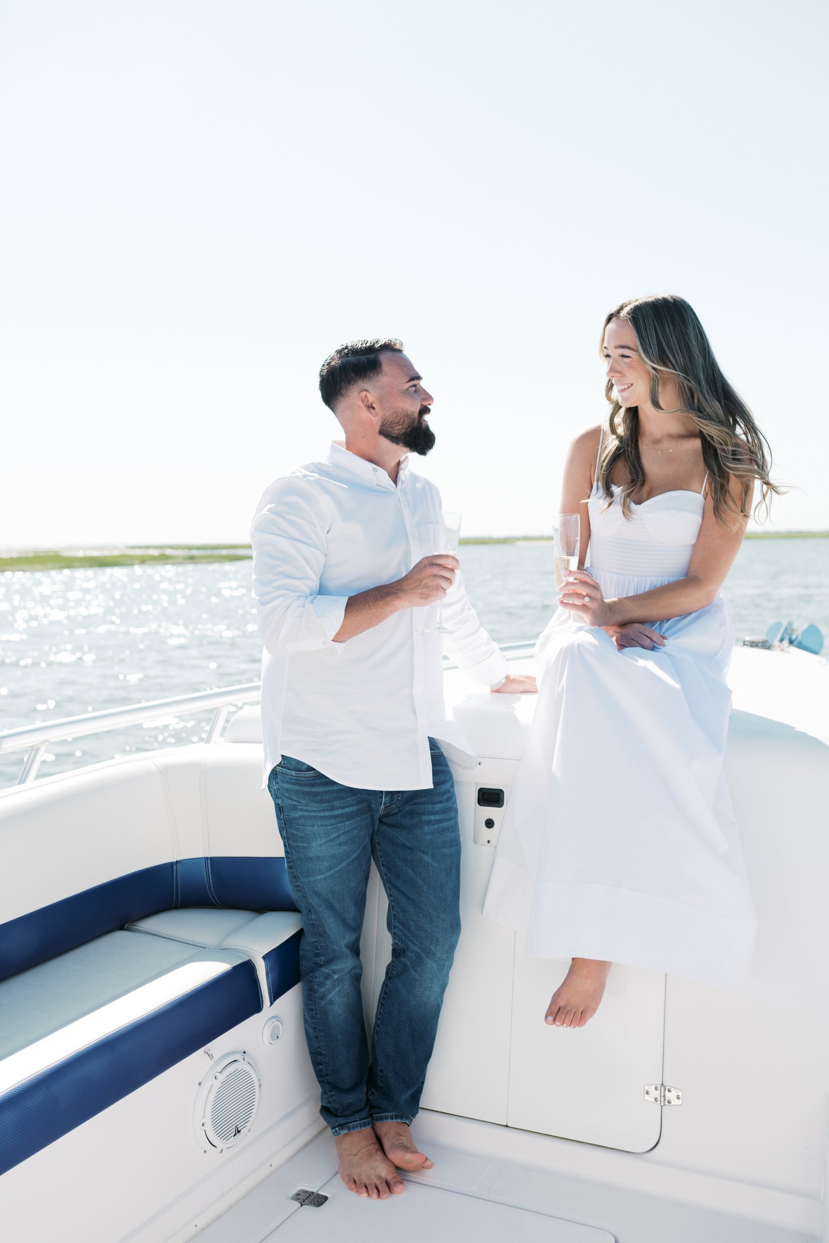 Boat Engagement Photos at Tobay Beach