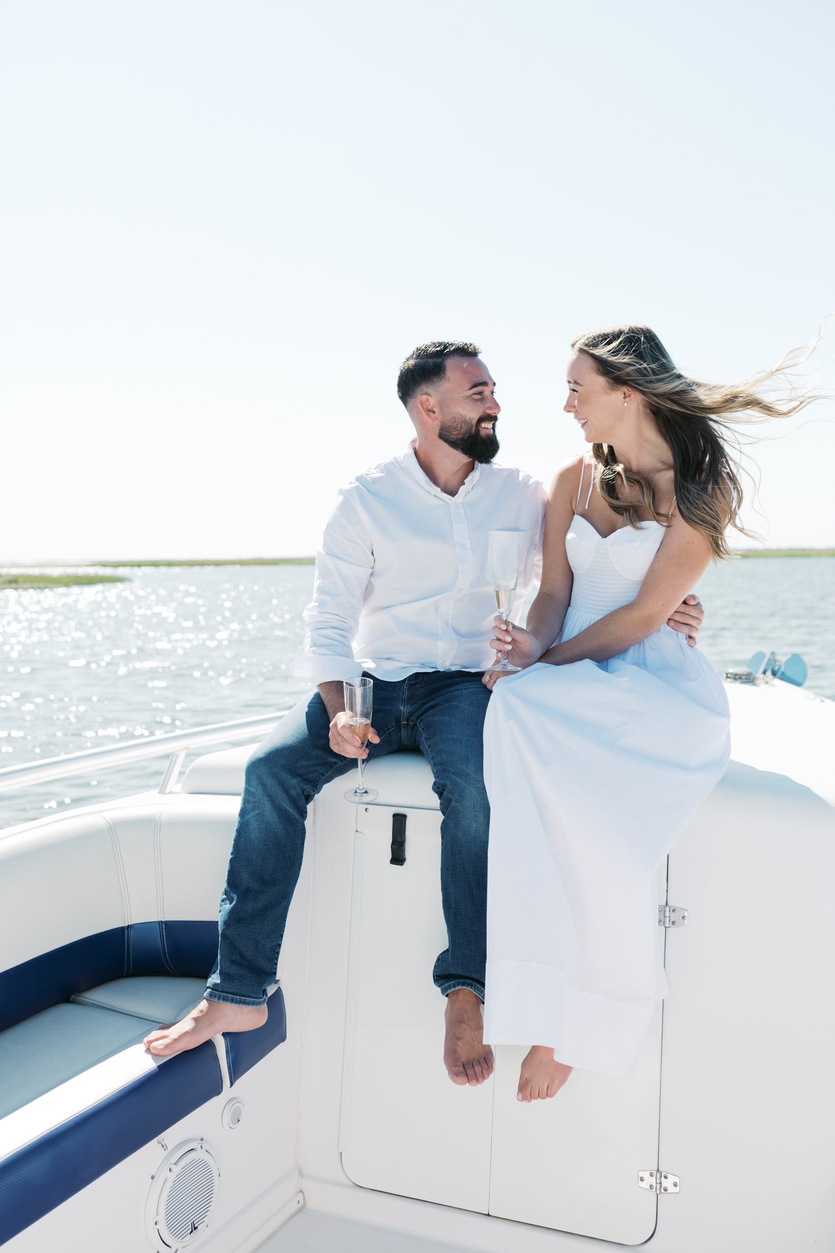 Boat Engagement Session Photos at Jones Beach