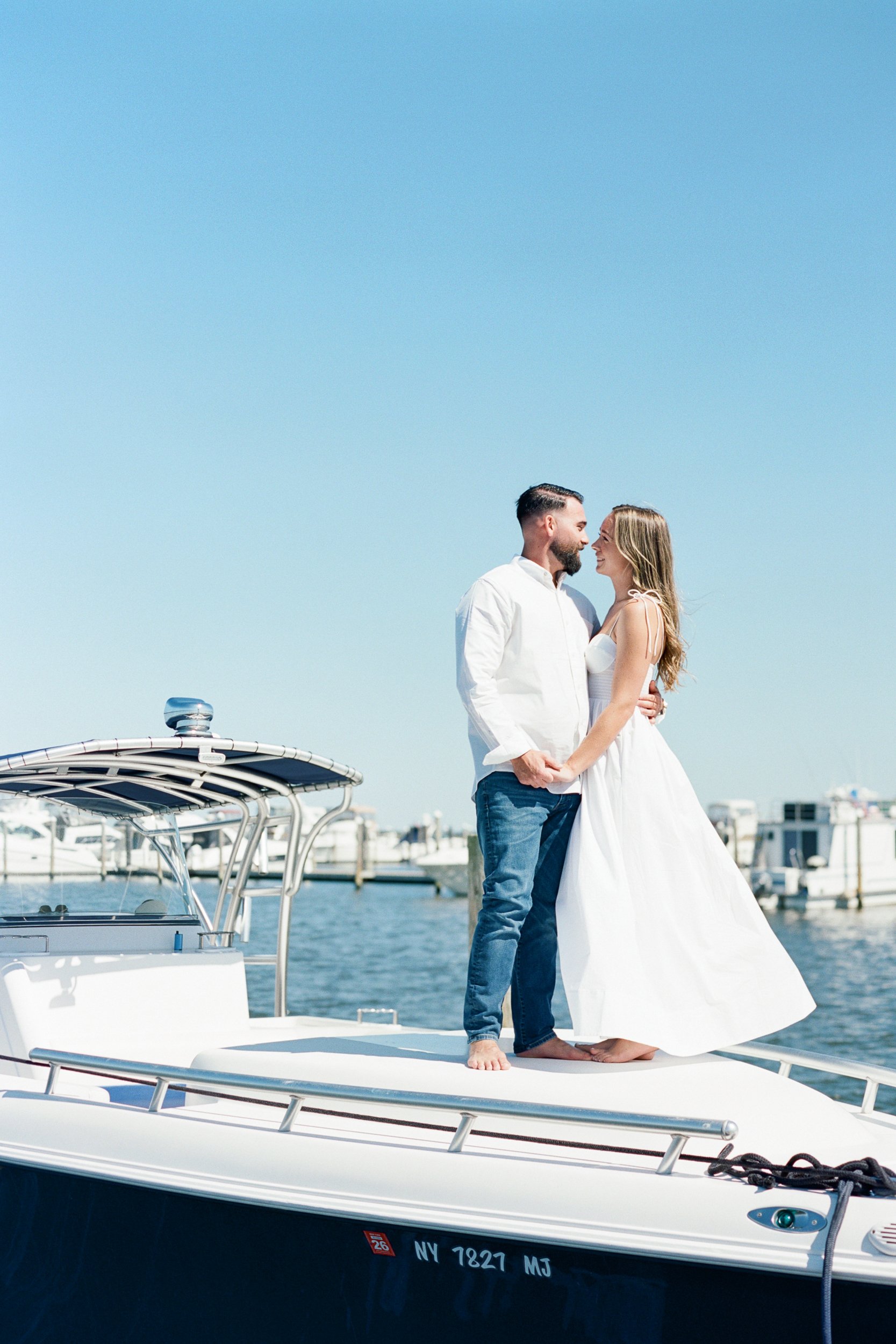 Boat Engagement Photos at Tobay Beach