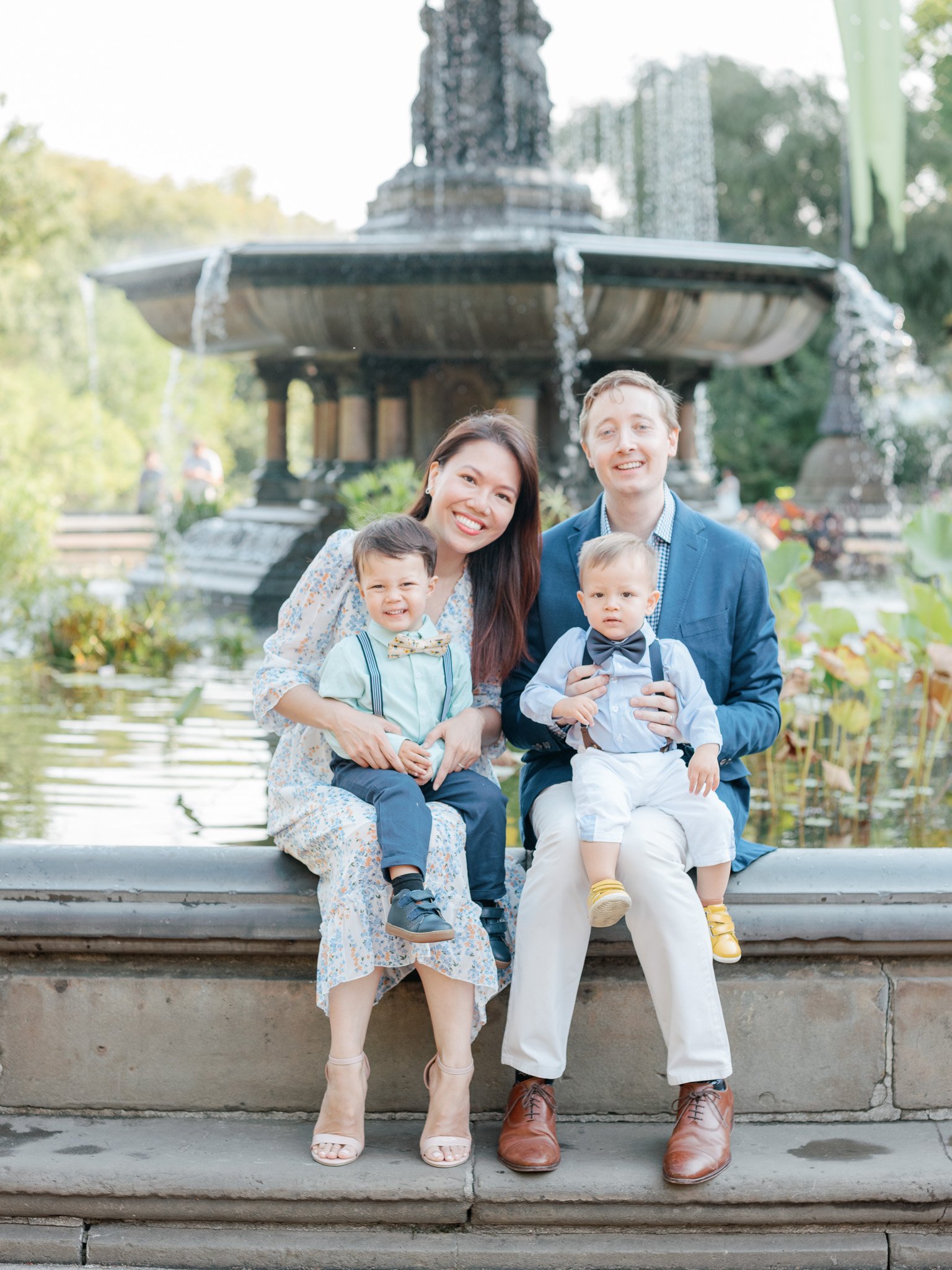 Family Sitting in front of the Bethesda Terrace in Central Park