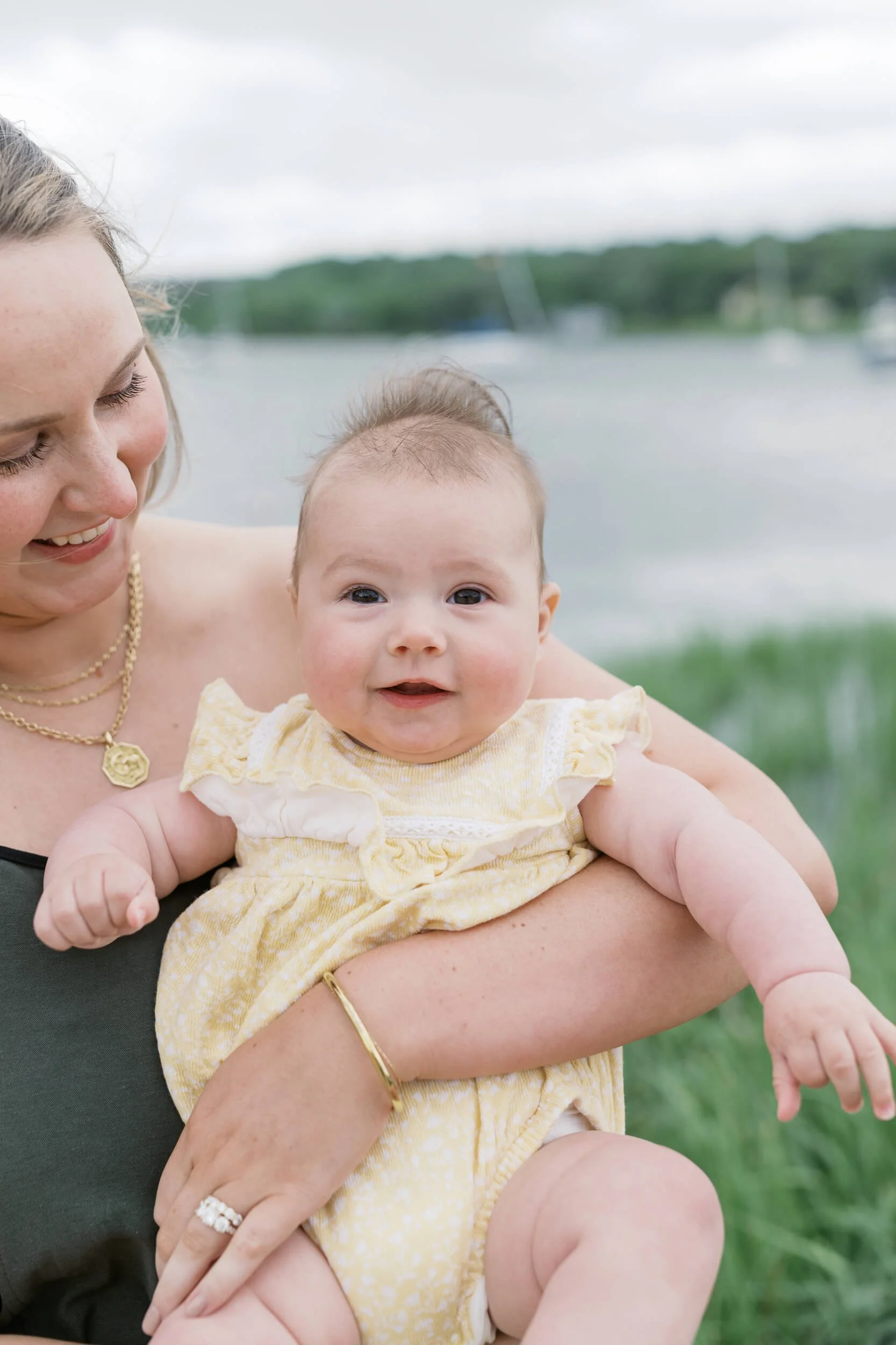Close up of 6-month old baby girl new york family photographer