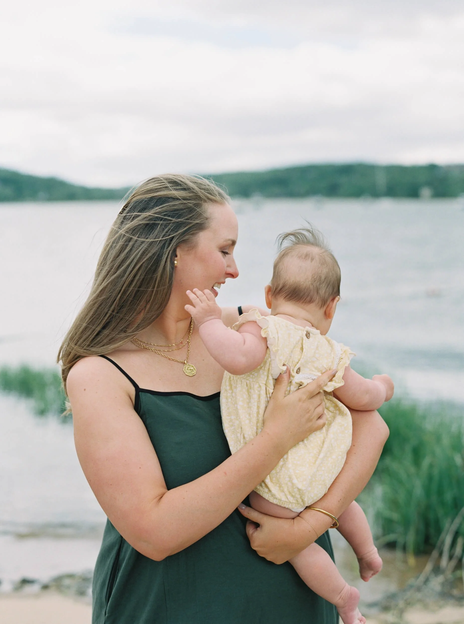 Mom and Daughter on Beach for Outdoor Family Photos