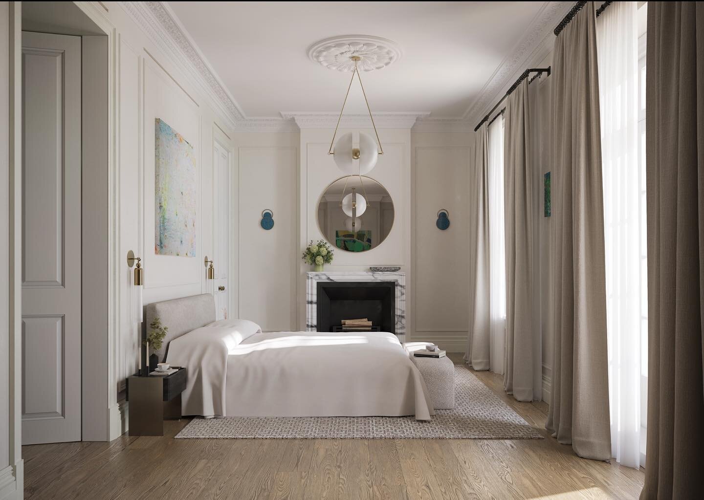 Unveiling the principle bedroom we have designed for this elegant Notting Hill home alongside architects @nashbakerarchi @louiseholtdesign #interiordesign #interiorarchitecture #londoninteriors #luxurylifestyle @nara_studios