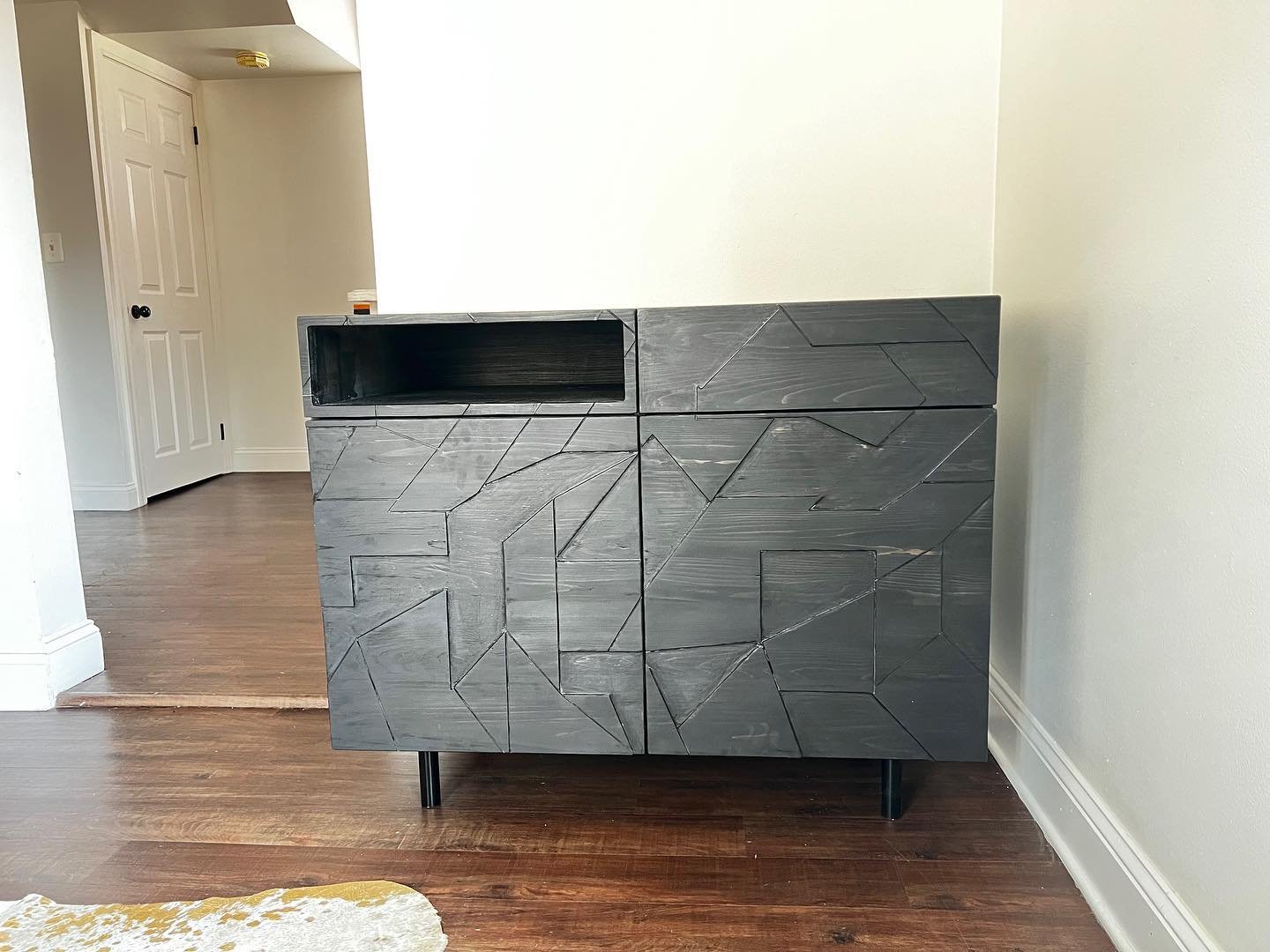 Media console made with cedar wood. #blackowned #blackownednj #njwoodworker #custom
