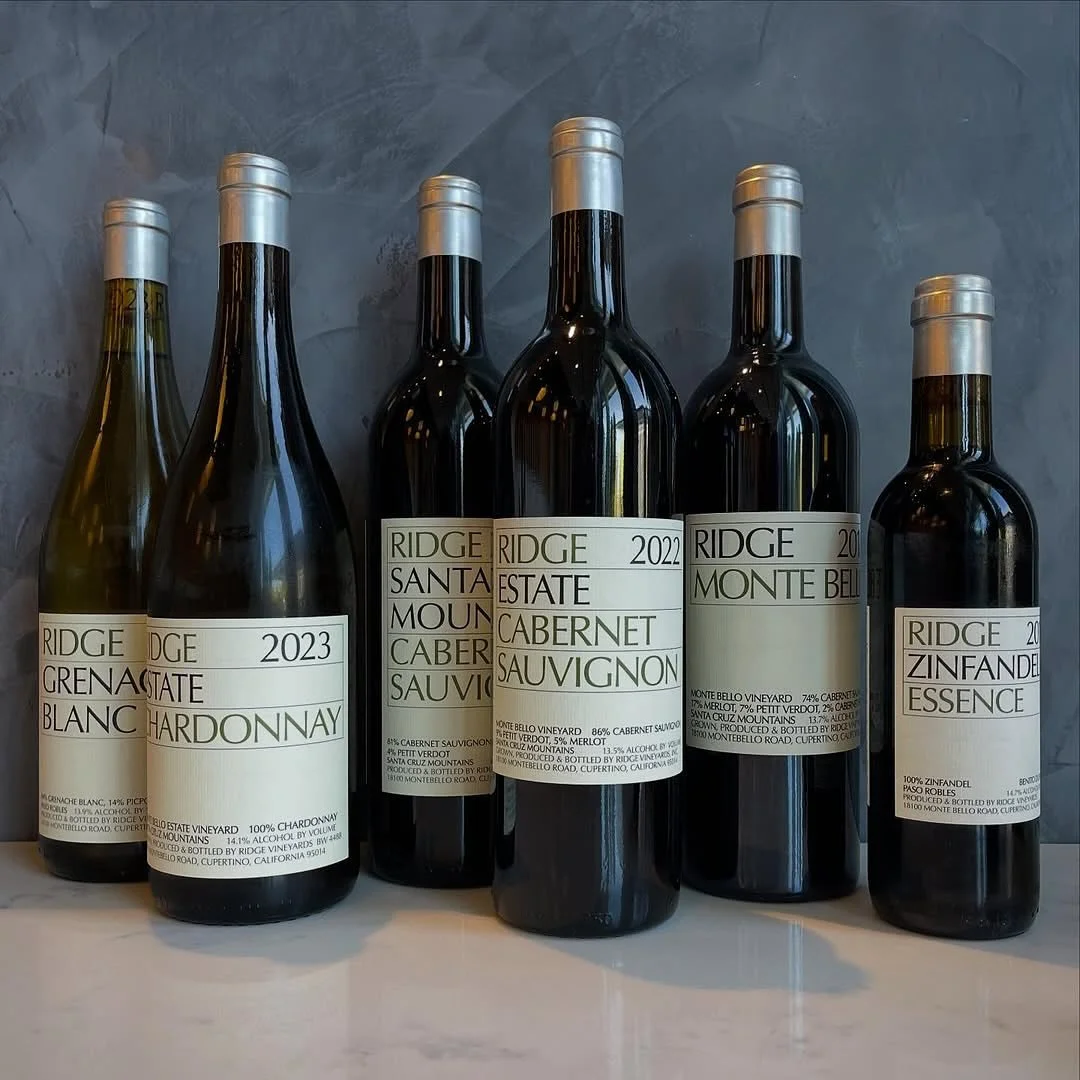 Thurs. 11/6 at 5:30pm ✨

Ridge Vineyards Wine Dinner

Enjoy a beautifully paired dinner, featuring the iconic Monte Bello Estate Cabernet Sauvignon and the newly released Ridge Santa Cruz Mountains Cabernet Sauvignon.

*****

Welcome
Ridge Grenache B