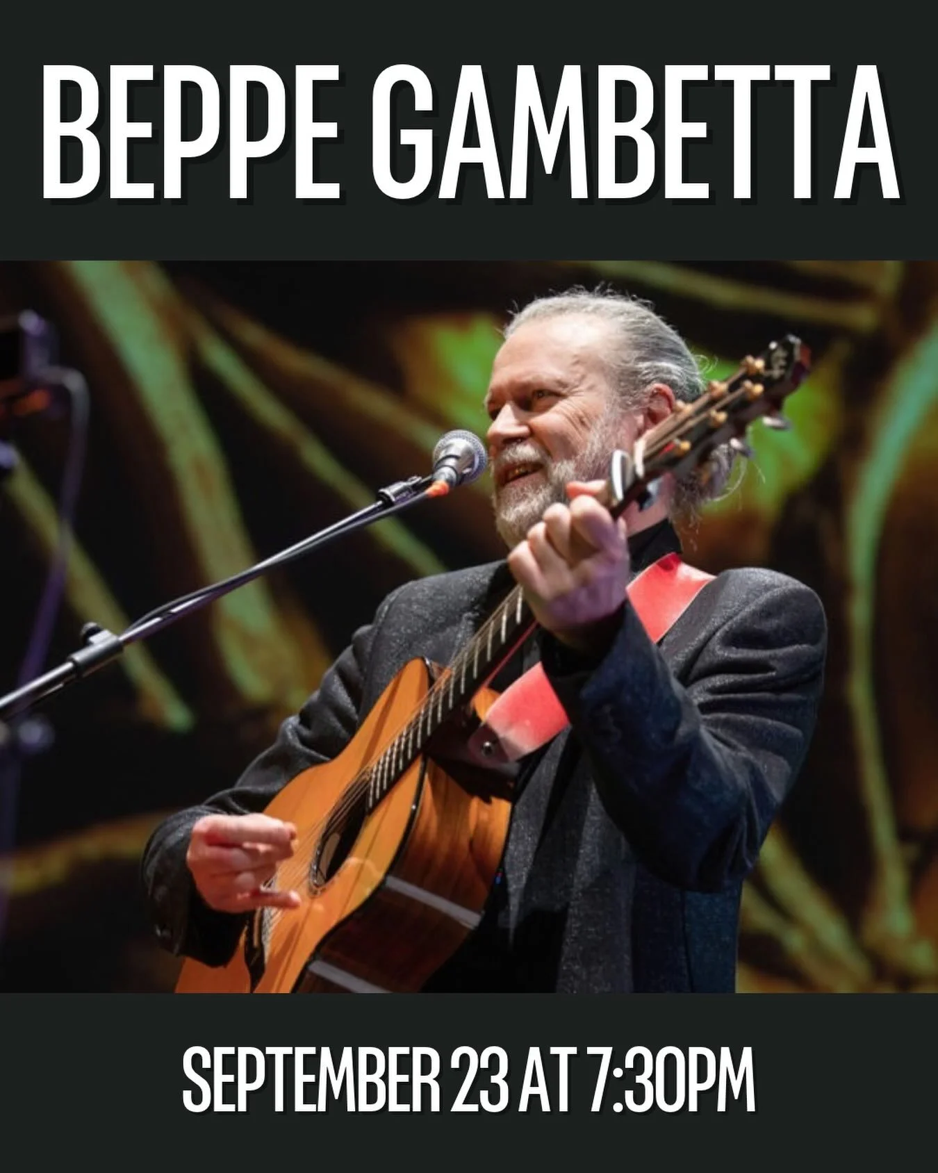 A night of beautiful guitar and storytelling with Beppe Gambetta ✨
 
&ldquo;His incredible versatility combined with his charm and engaging stage presence make Beppe&rsquo;s concerts evenings of high quality music and relaxed entertainment. Over-ridi