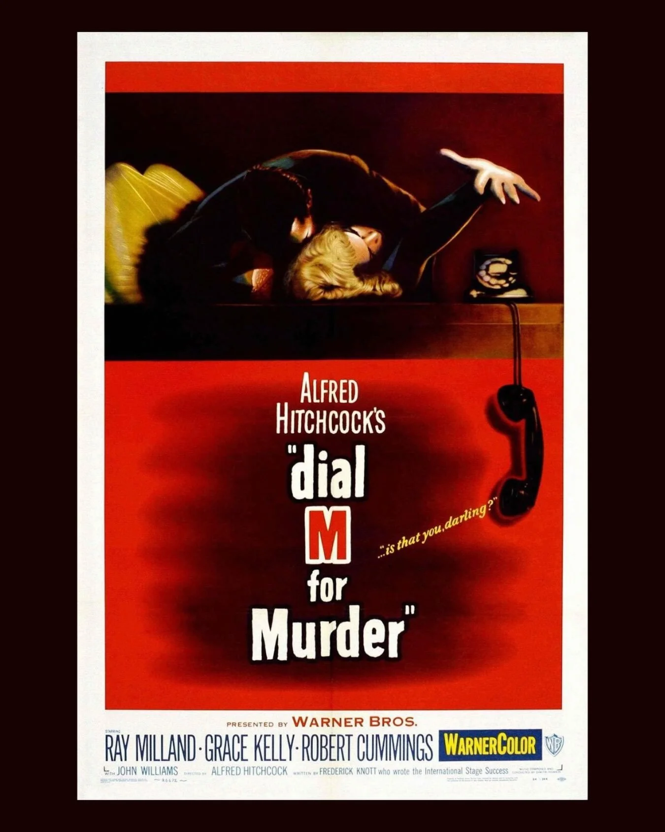 Wed. 10/28 @ 7:00pm ✨☎️🔪 

Ex-tennis pro Tony Wendice (Ray Milland) has married well, maybe too well. When he discovers that his wealthy wife, Margot (Grace Kelly), has been seeing another man, he decides it&rsquo;s time to collect on her fortune. H