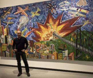 Dr.+Stephen+Borys+in+front+of+Roger+Crait+painting,+Babble+on+Babylon,+2003+(WAG+Collection).jpeg