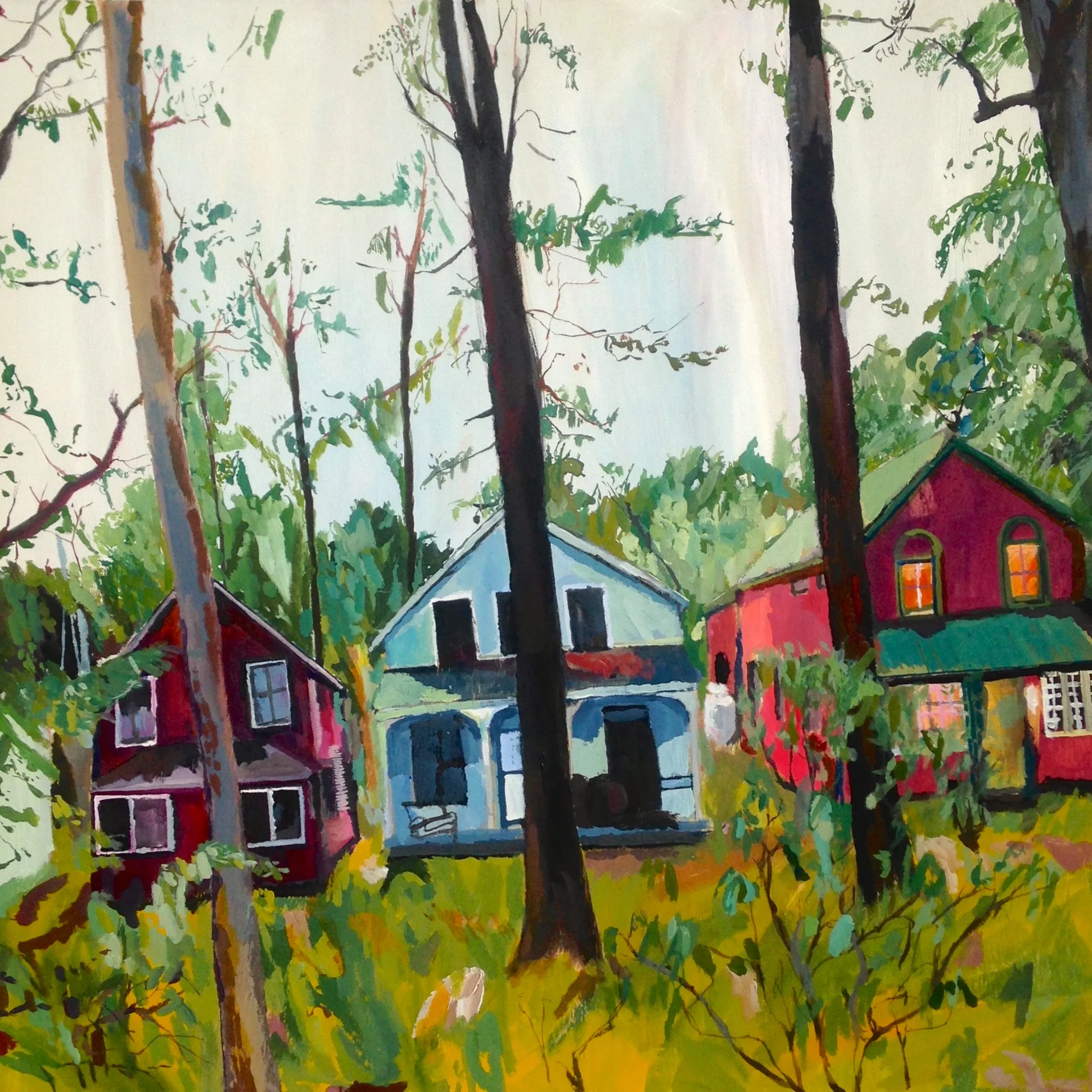 Cottages by Trees