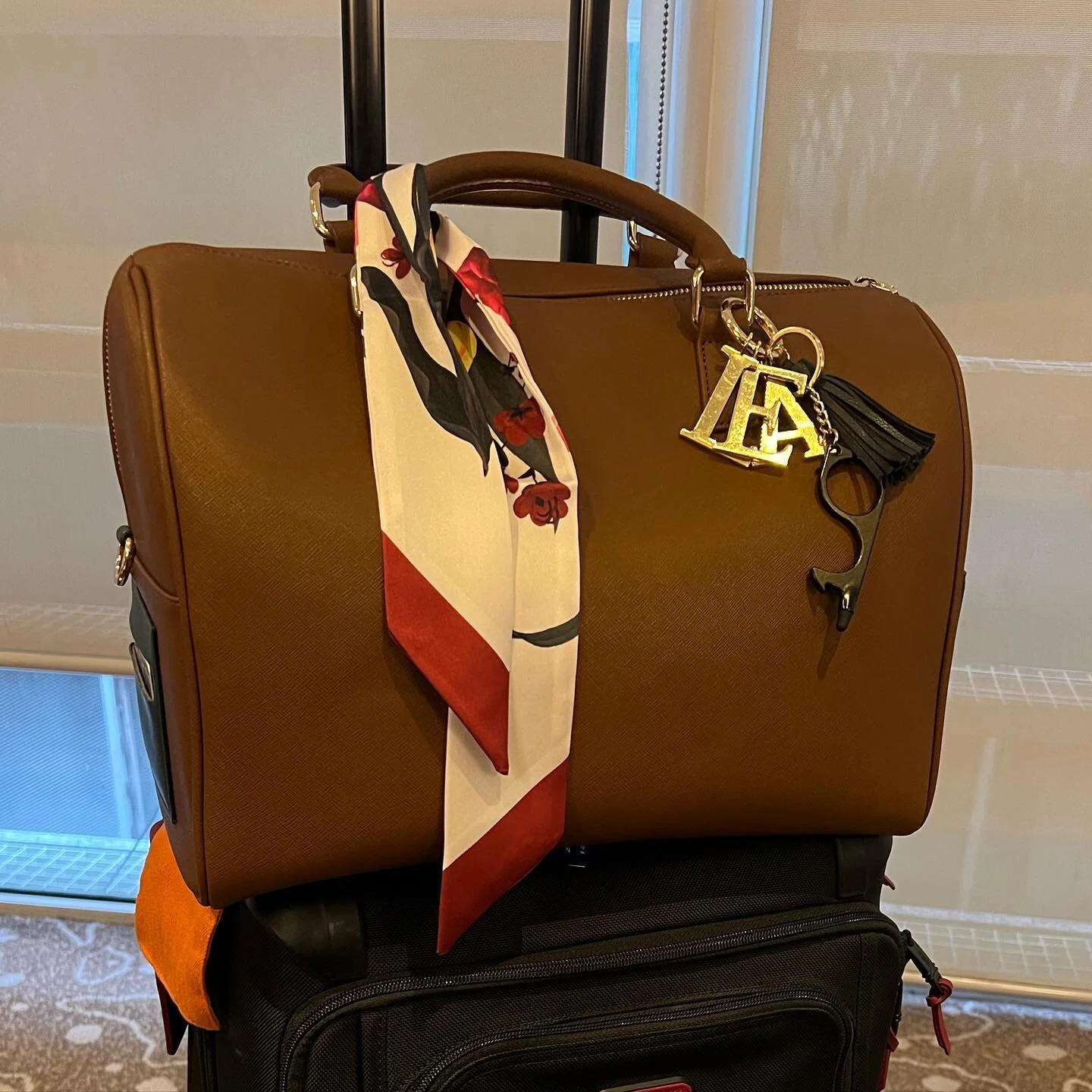 My new travel companion. Here&rsquo;s to more adventures! Thanks to @michellekalejandro for this gorgeous gift! #MuteBostonBag #MadeByBTS #MadeByV