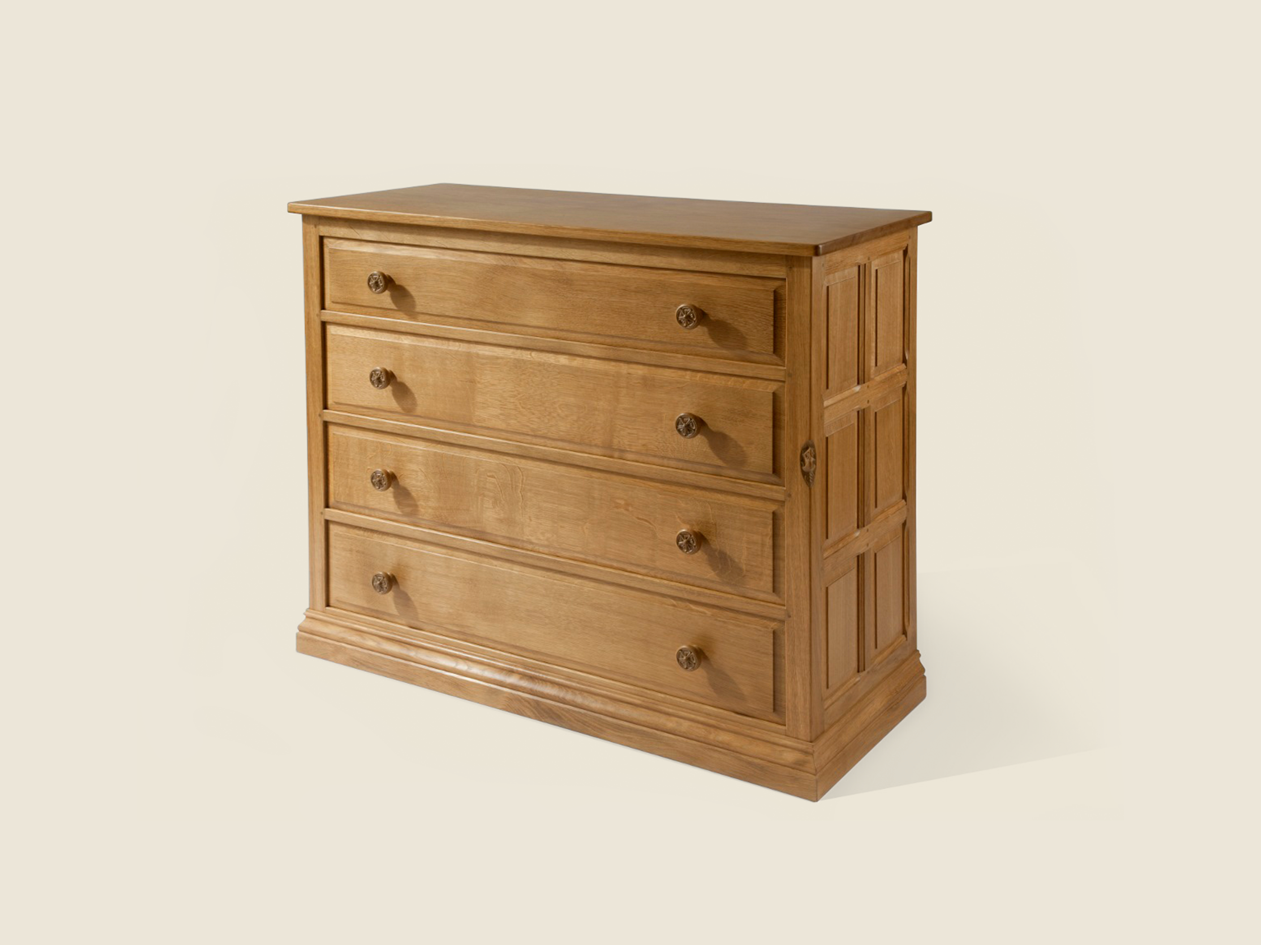 BF602 Solid Oak Chest of Drawers (4 Drawers)