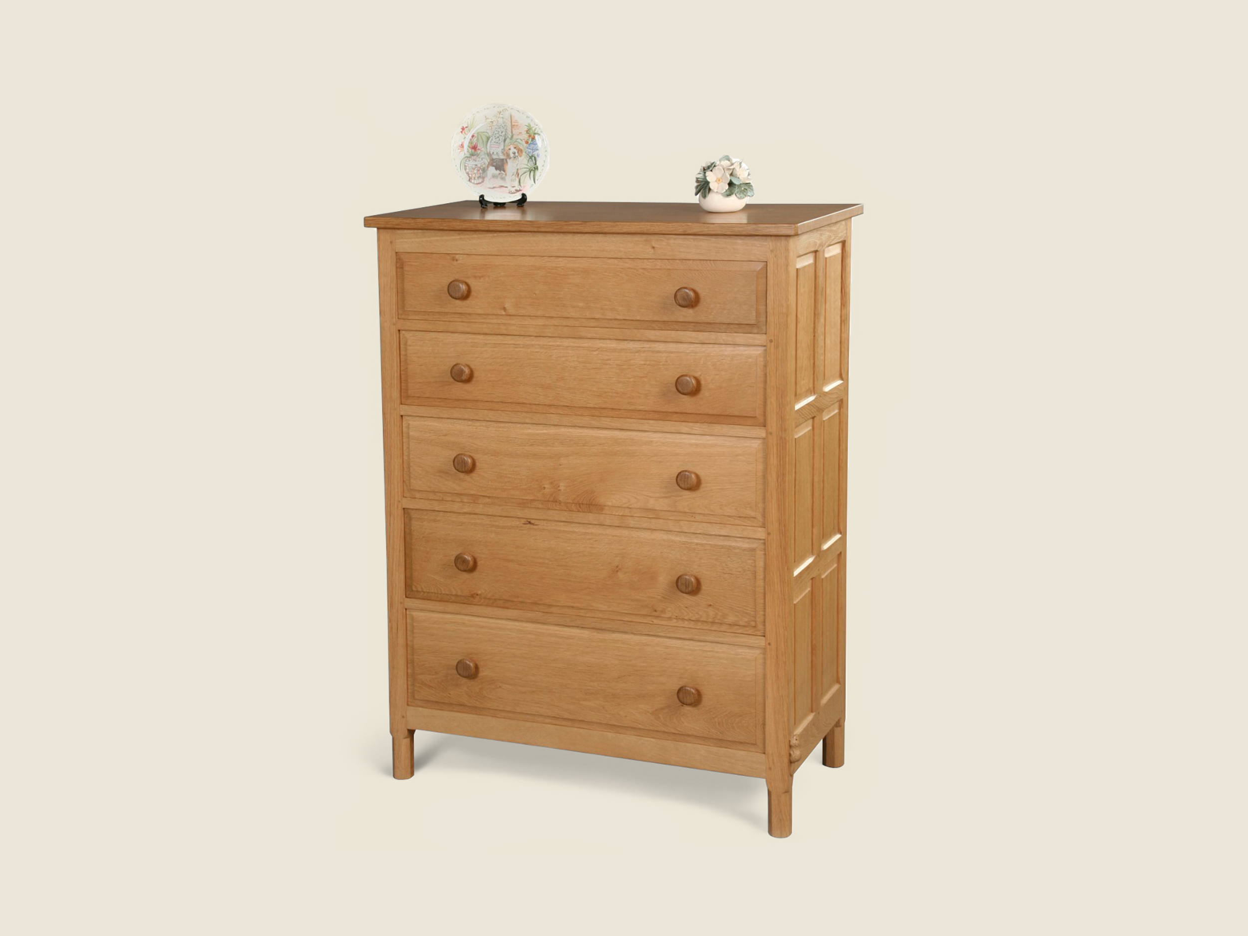 BF603 Solid Oak Chest of Drawers (5 Drawers)