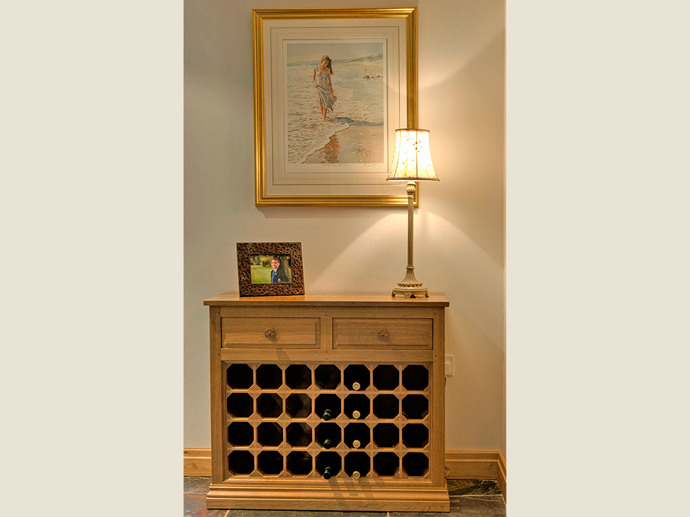 BF606 Oak Wine Cabinet with 2 drawers