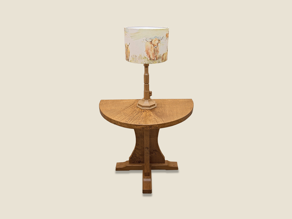 BF1013 Burr Oak Half Moon  Occasional Table 