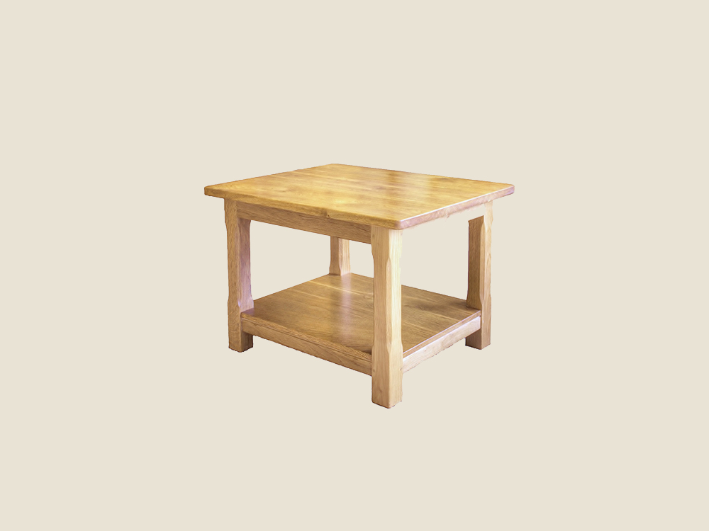 BF1016 Solid Oak Square Coffee Table with Shelf 