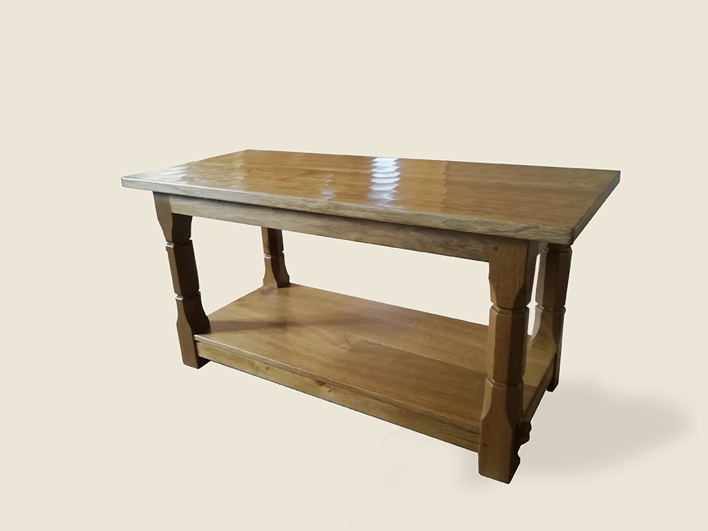 BF1021 Coffee Table with Shelf and Adzed Top