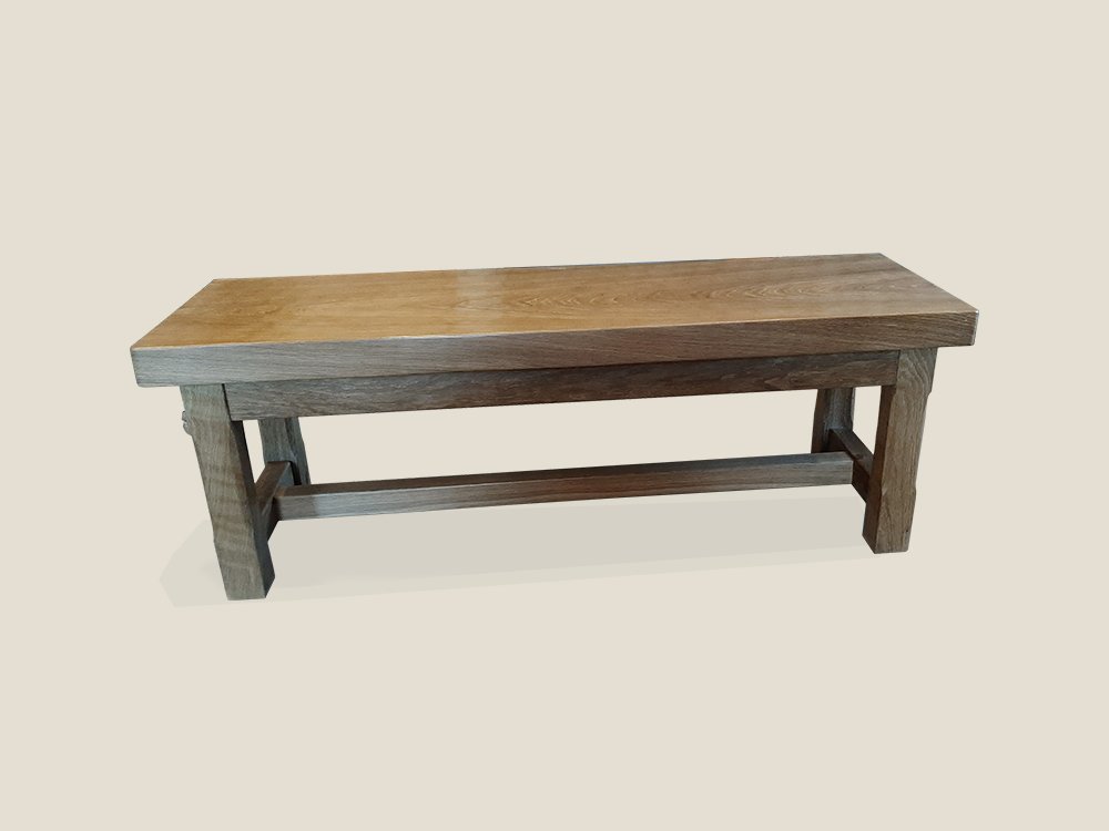 BF243 Solid Oak Bench With Chamfered Legs