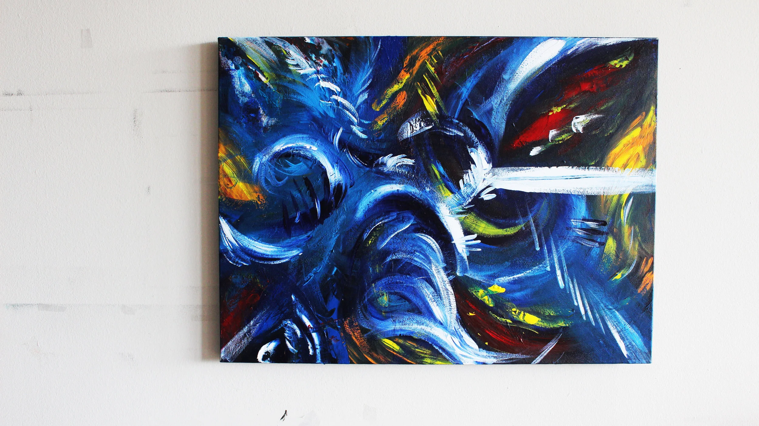 ICE STORM original acrylic & ink on painting size : 24 x 18 inches Canvas : is mounted on a wood stretcher frame