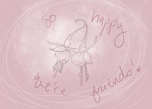  I added background color with a textured gradient, recolored swirl and text, and redrew the sketch.