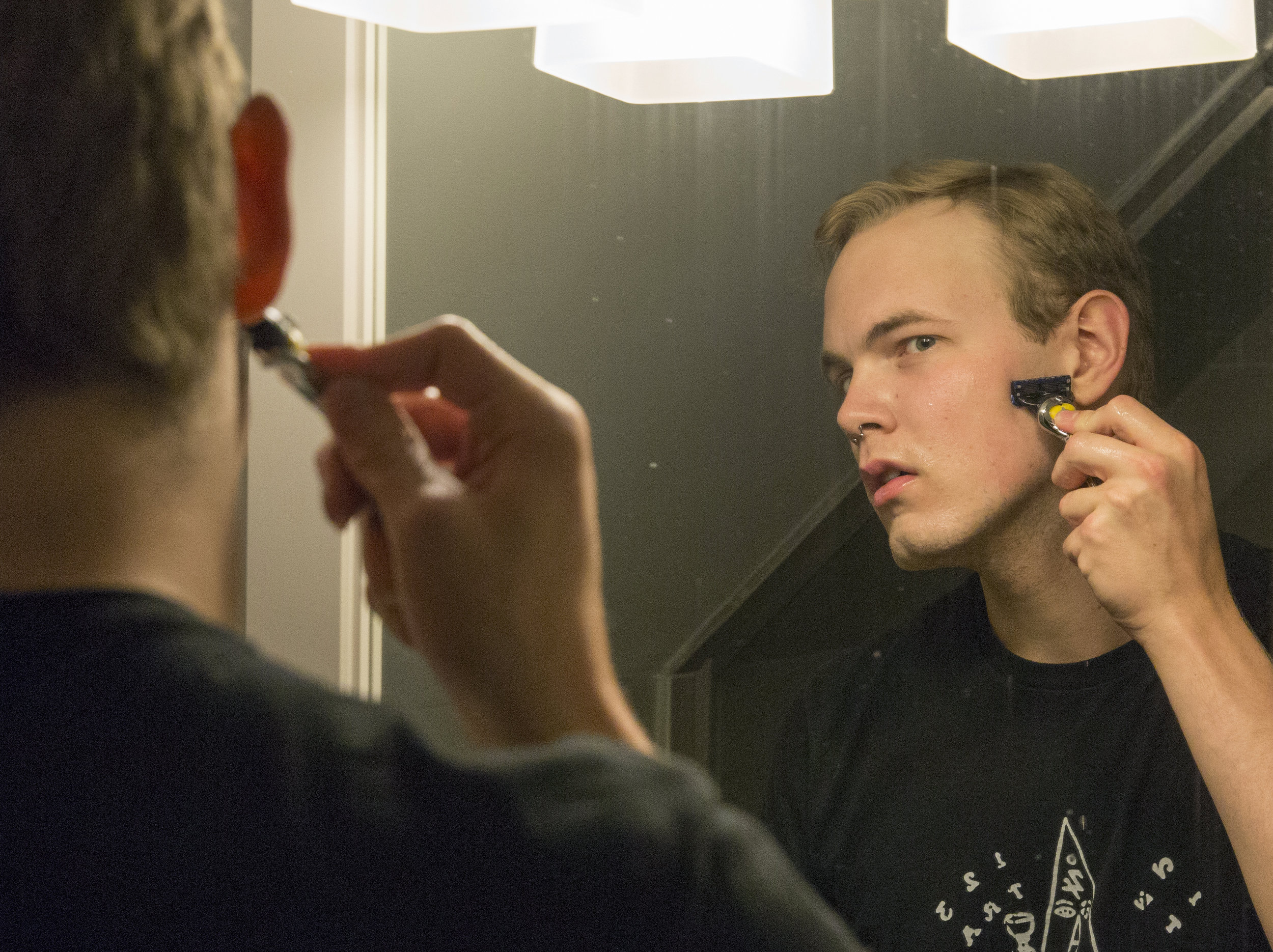 Sam Mount, 22, of Boston Massachusetts, begins his transformation into Ophelia Up, his drag queen alter ego.
