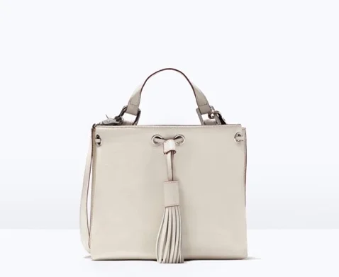 The White Zara Leather Bucket Bag with Tassels