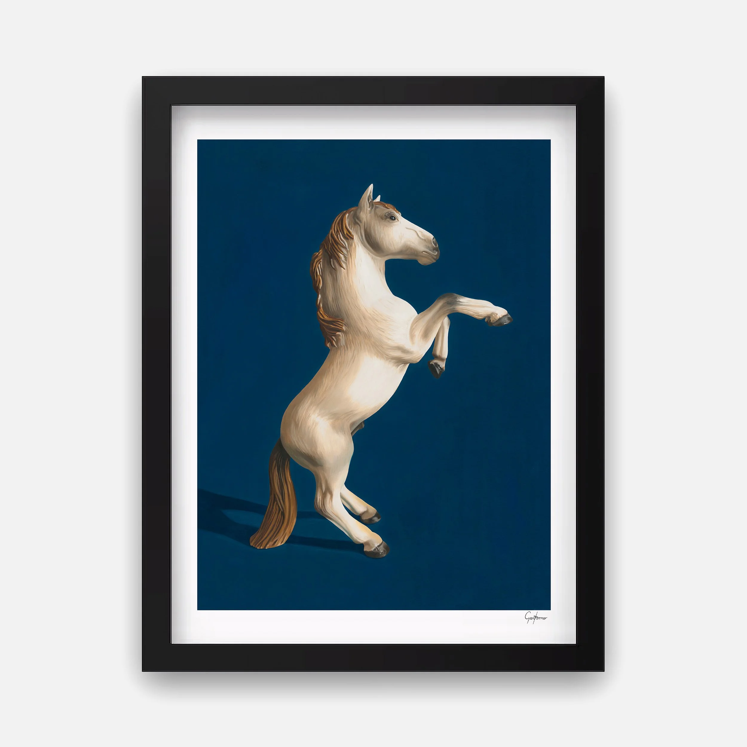 Thomas VanDyke Gallery_Gary Armer_White Horse_2023_Oil on canvas_122x91.5cm_POSTER_BLACK FRAME.jpg