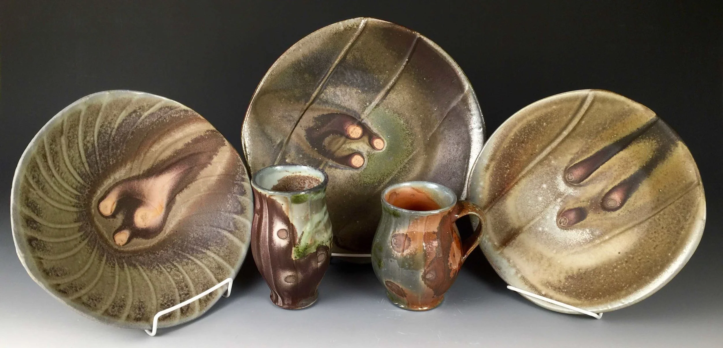 Lambert Place Setting Anagama Fired No slip or Glaze 2016.jpg