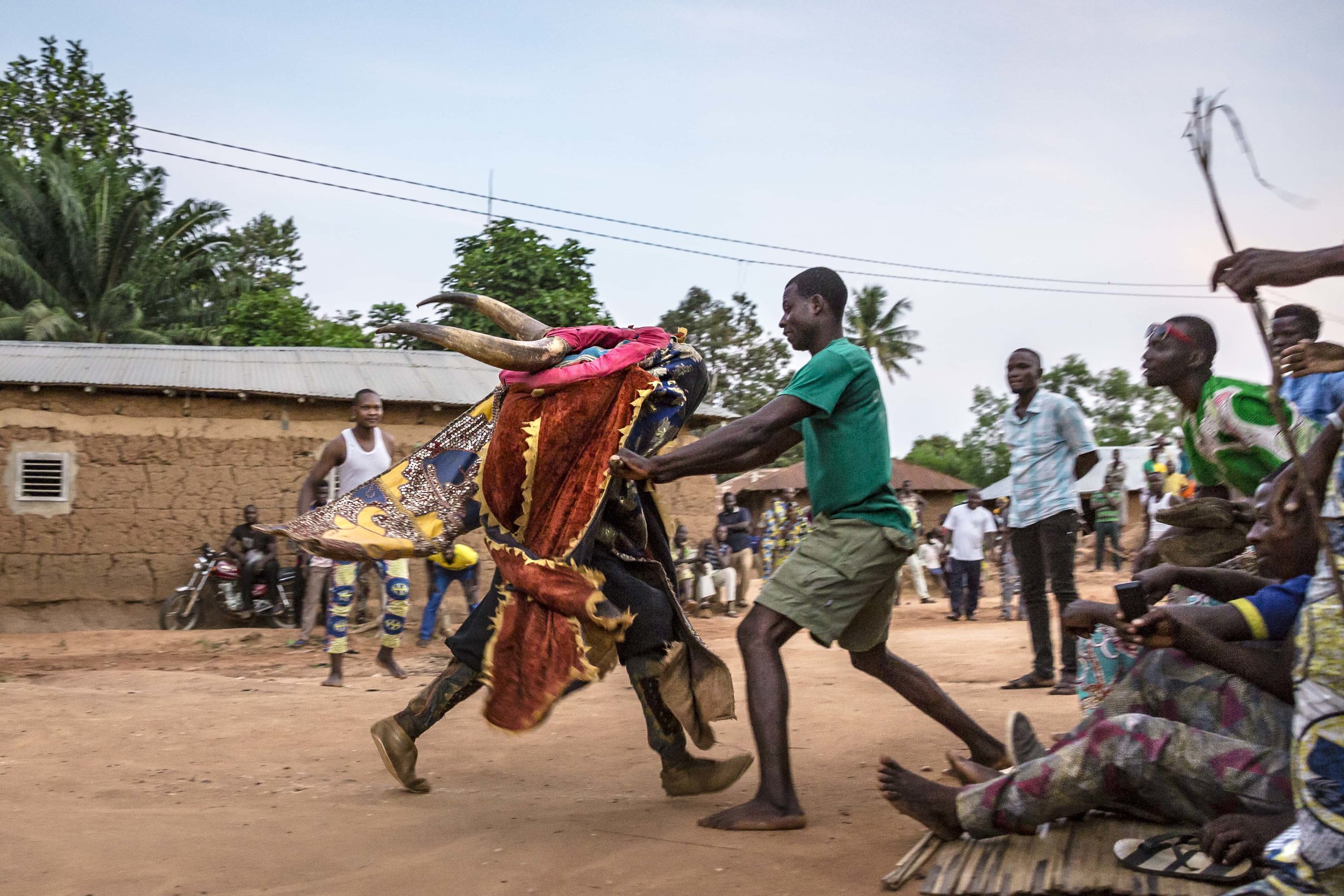  Tradition holds that having any contact whatsoever with an Egoun Goun can be deadly for both the spirit and the other person. So each Egoun Goun is accompanied by a “minder,” also a member of the Egoun Goun society, who carries a long stick to ensur